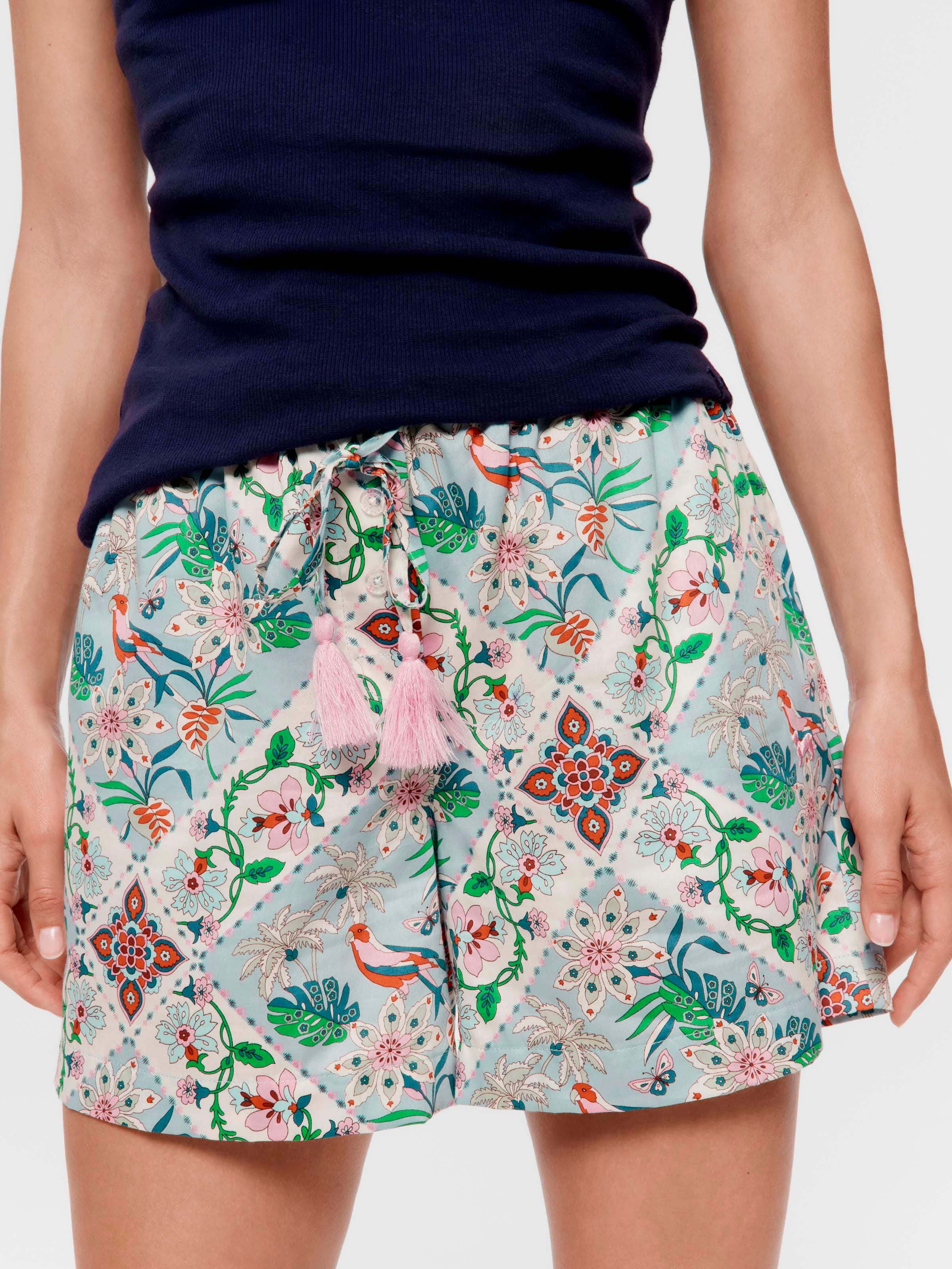 Floral Tile 100% Soft Cotton Mid Short