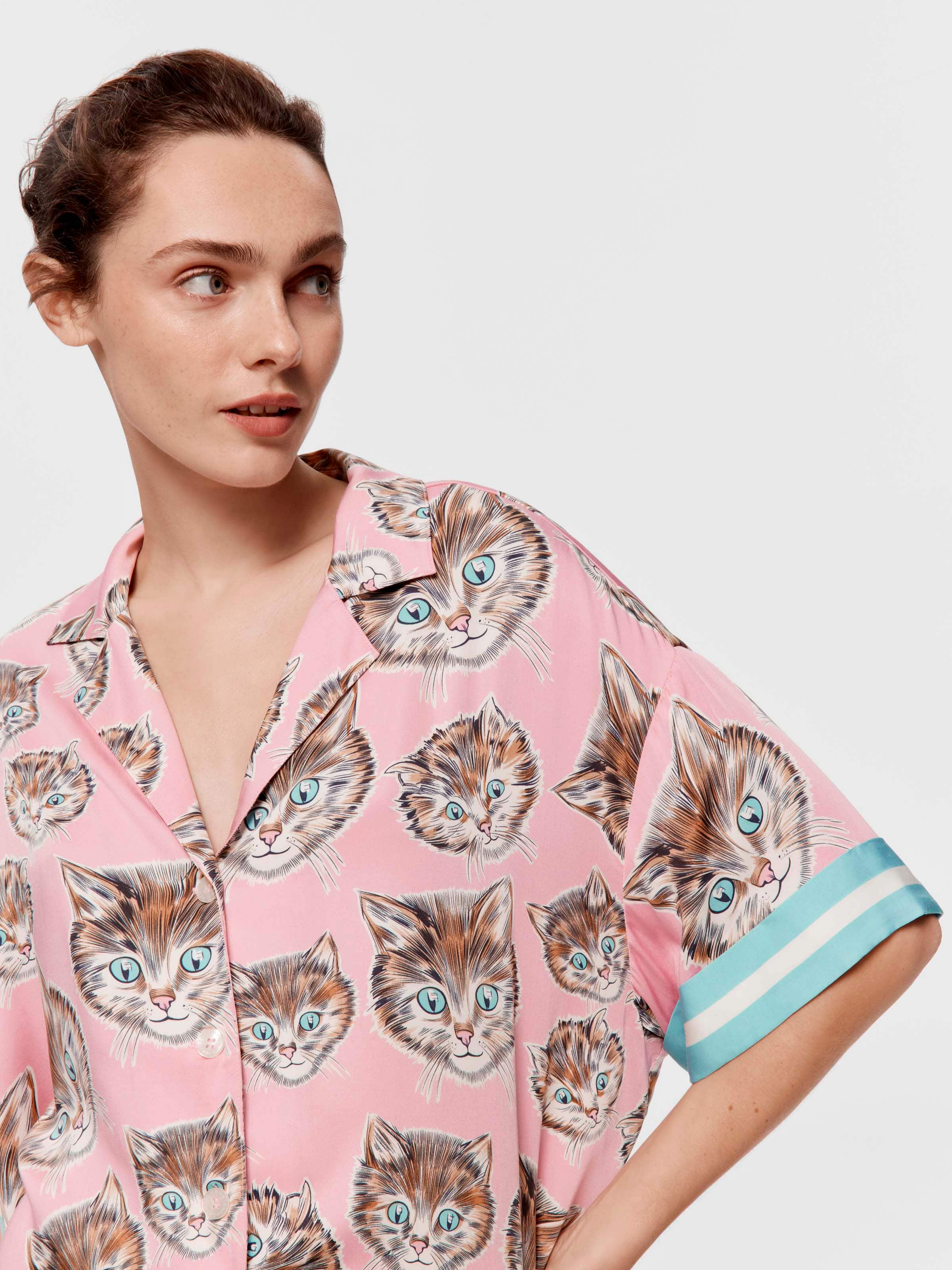 Cat Viscose Shortie Pj Set