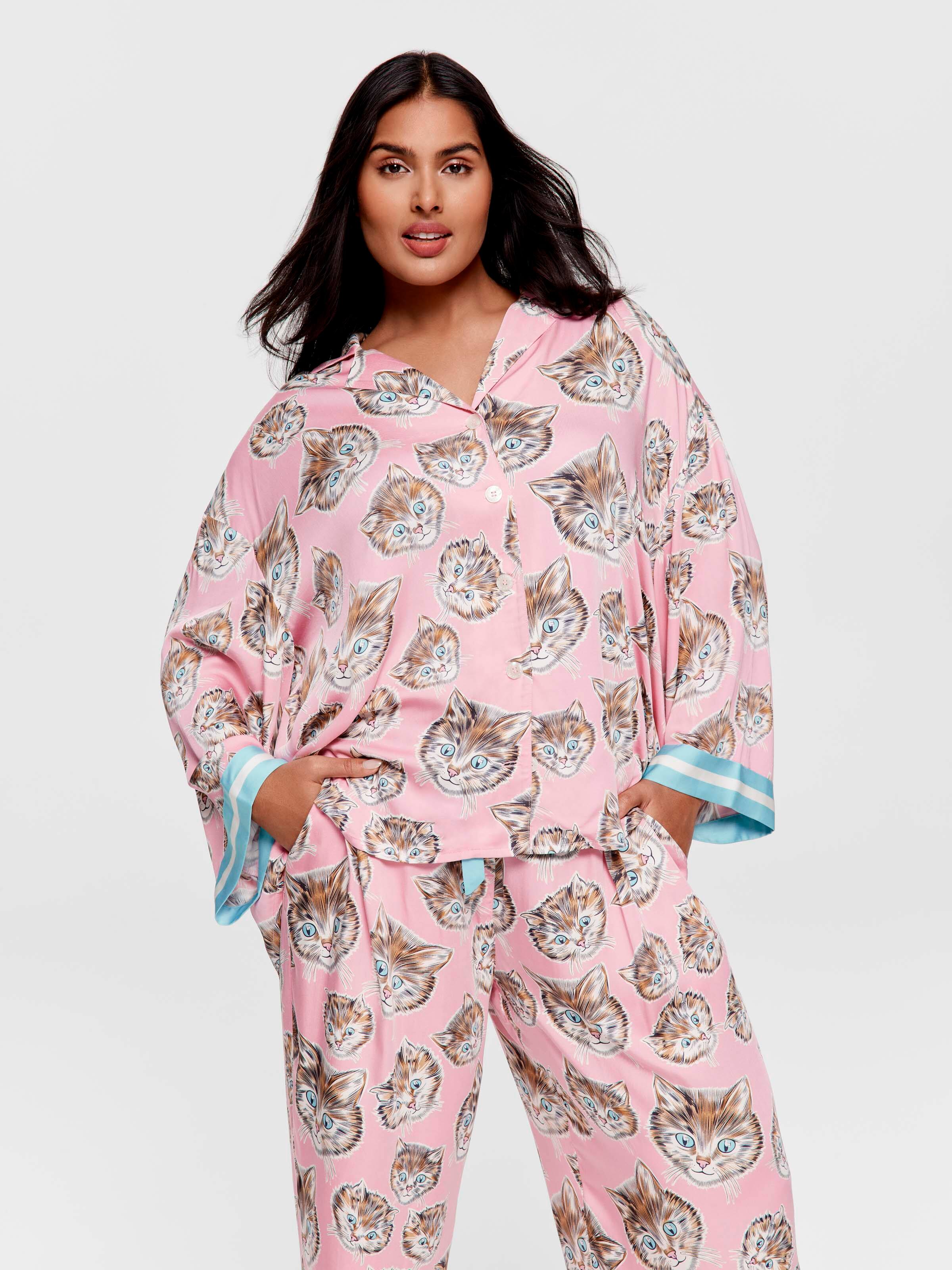 P.A. Plus Cat Viscose Long Pj Set