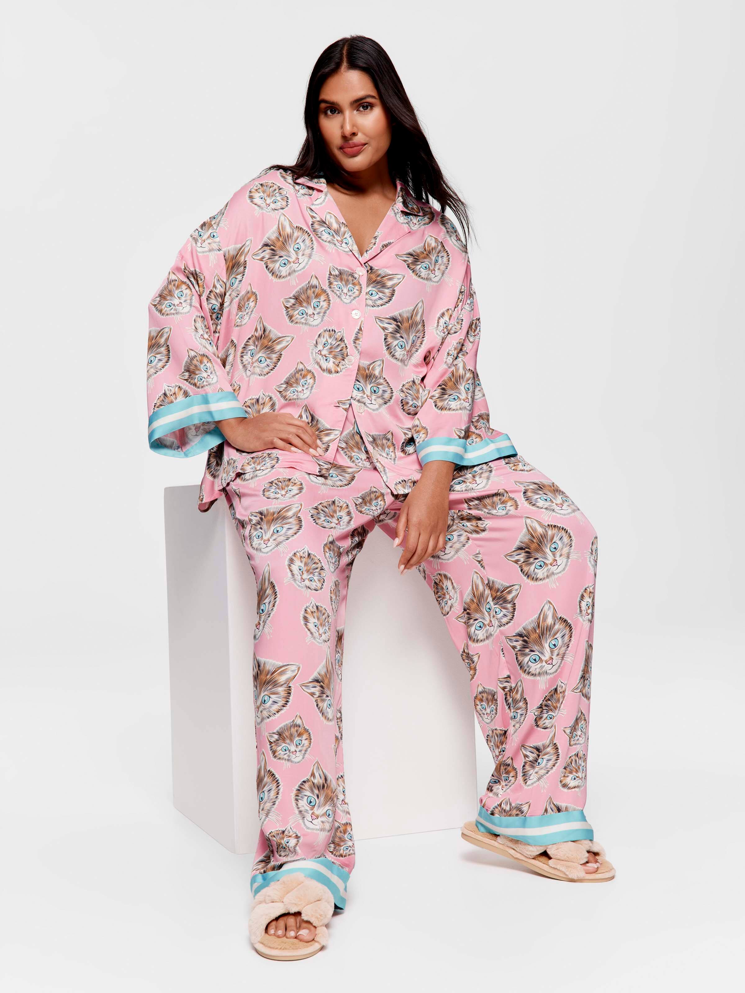 P.A. Plus Cat Viscose Long Pj Set
