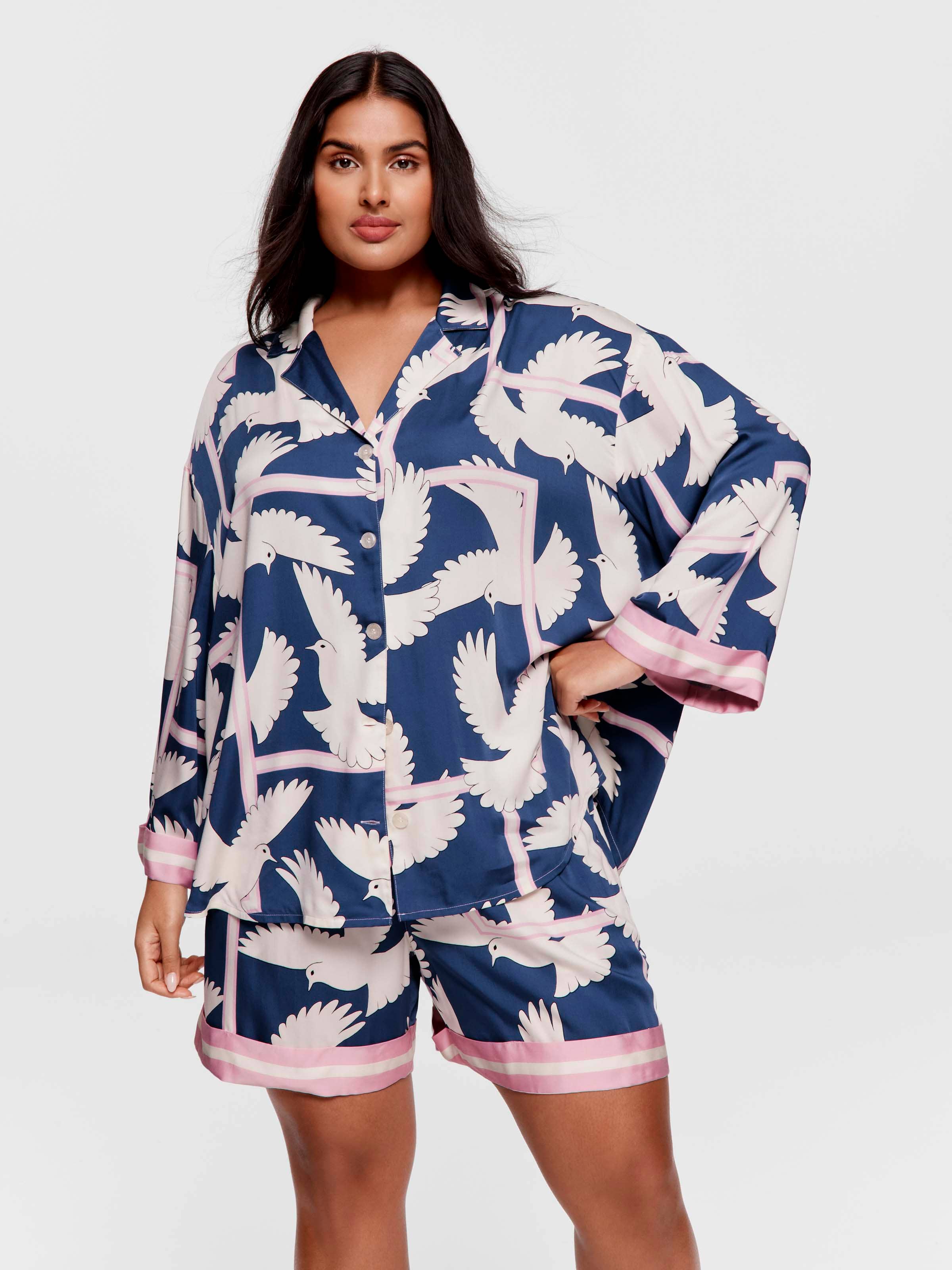 P.A. Plus Dove Tile Viscose Shortie Pj Set