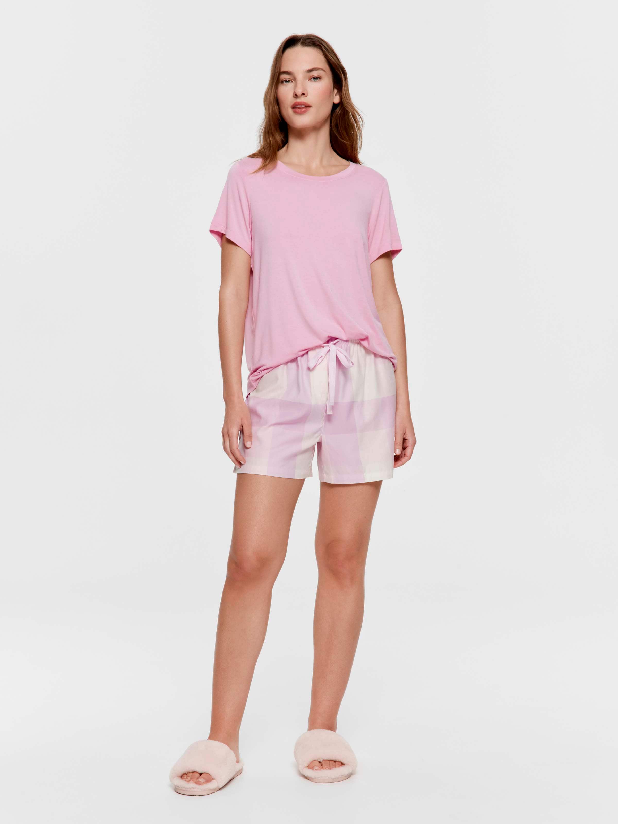 Lilac Buffalo Check 100% Cotton Mid Short