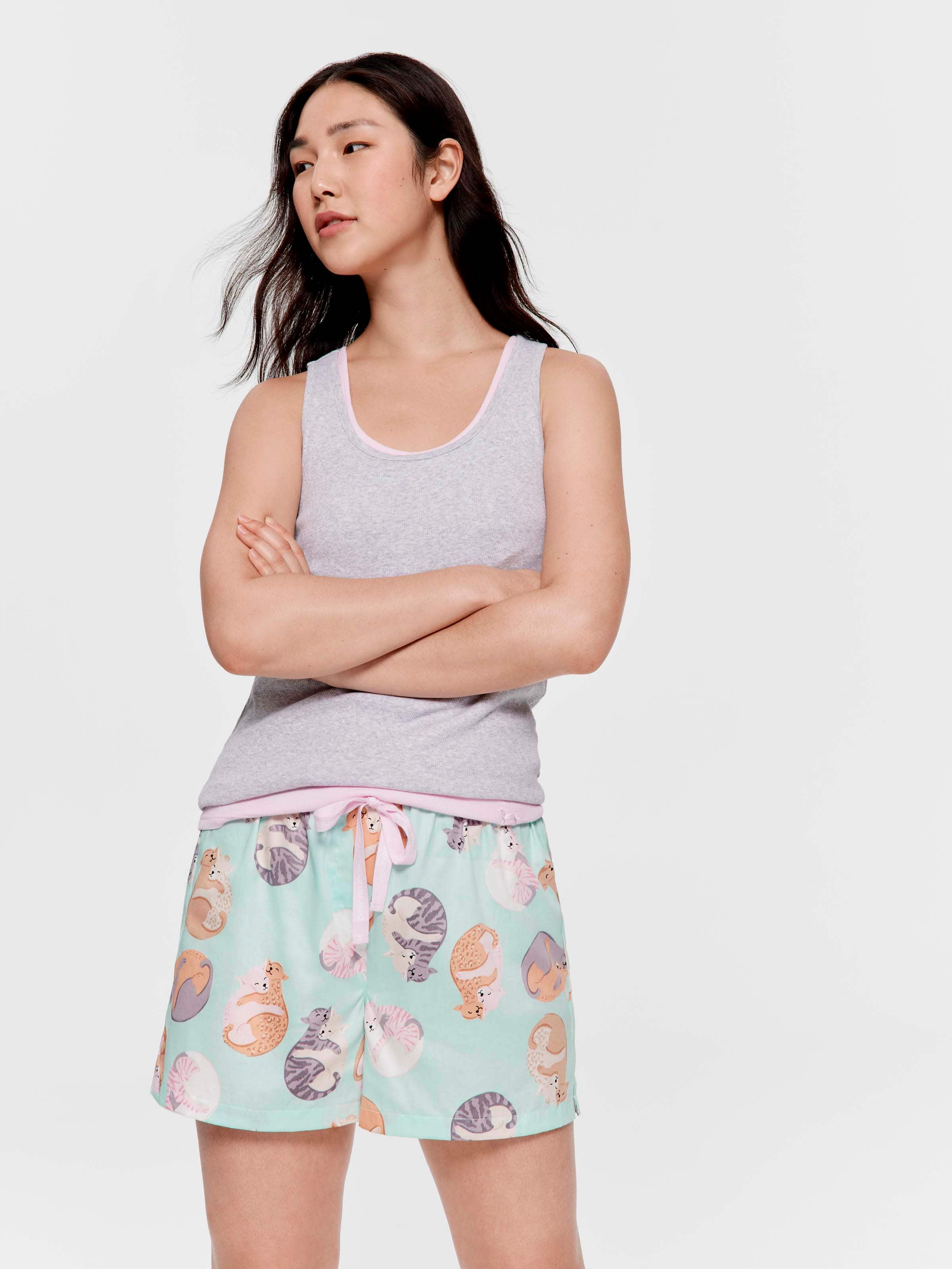 Cuddling Cats 100% Cotton Mid Short