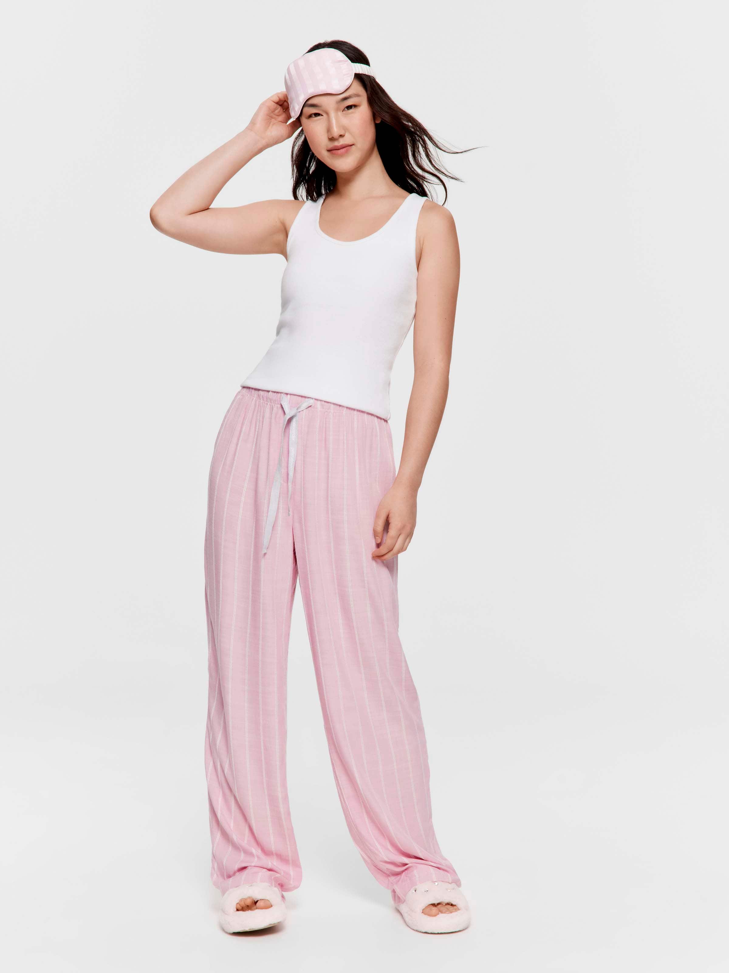 Pink Textured Classic Pj Pant