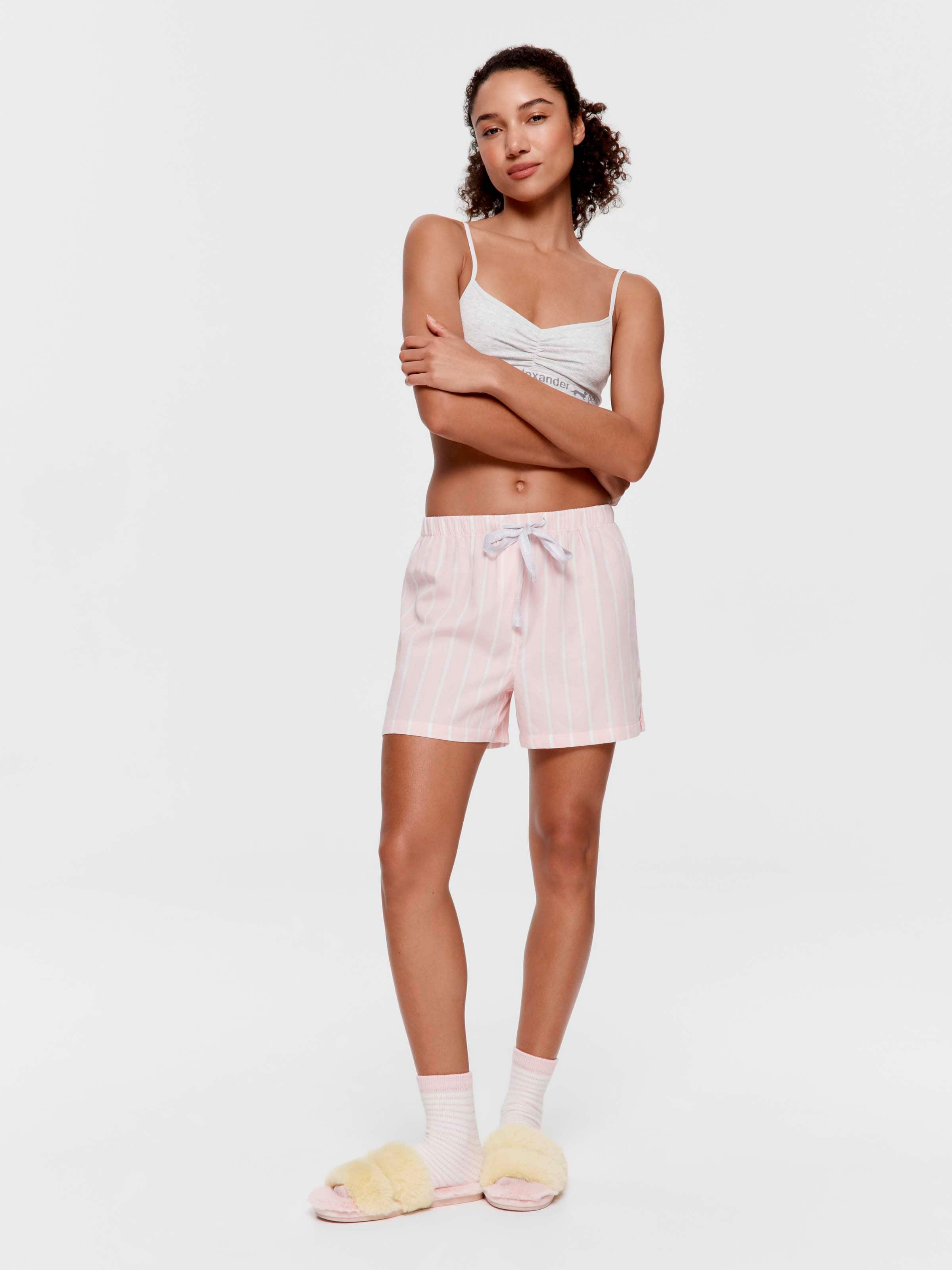 Peach Stripe 100% Cotton Mid Short