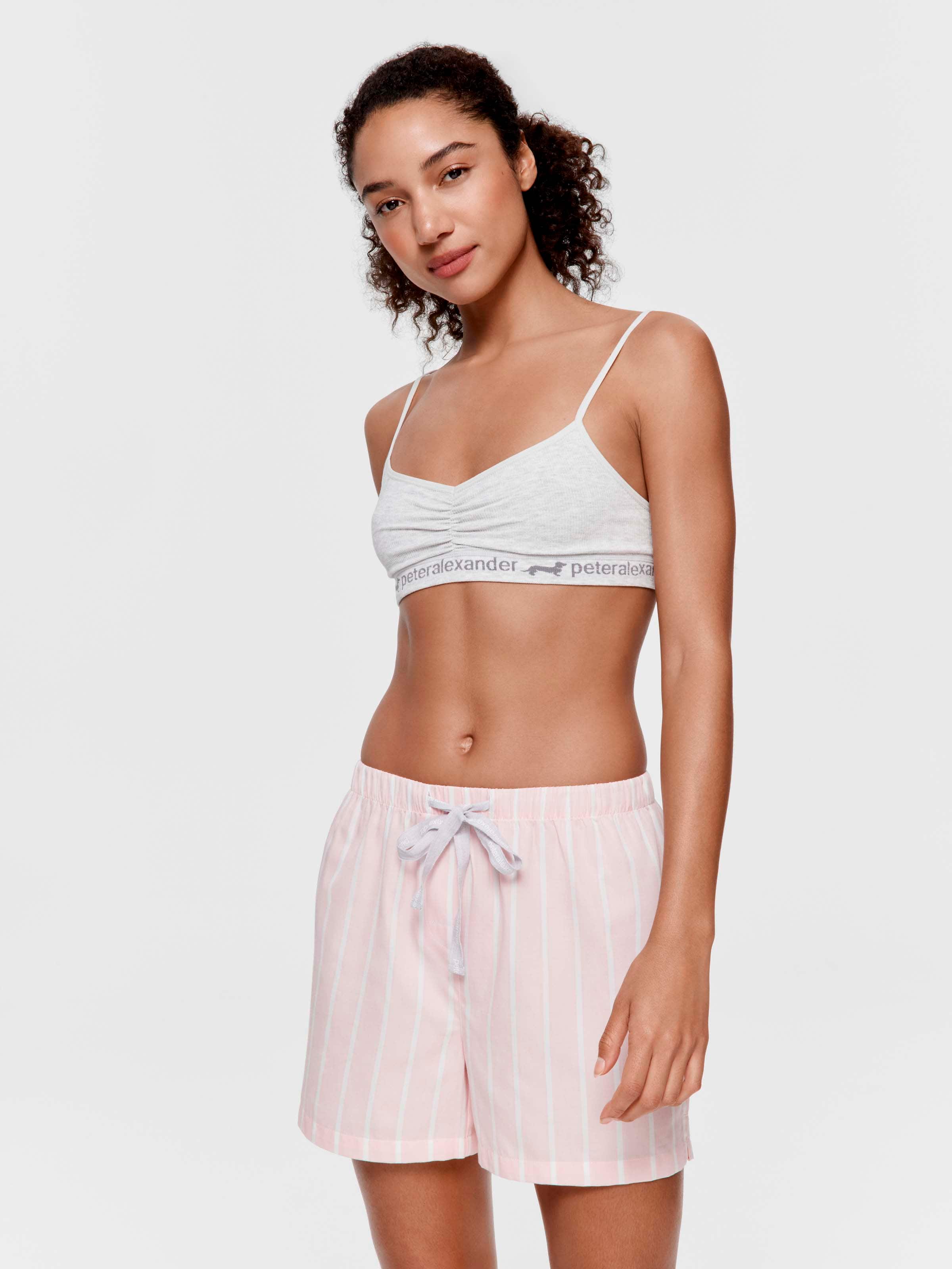 Peach Stripe 100% Cotton Mid Short