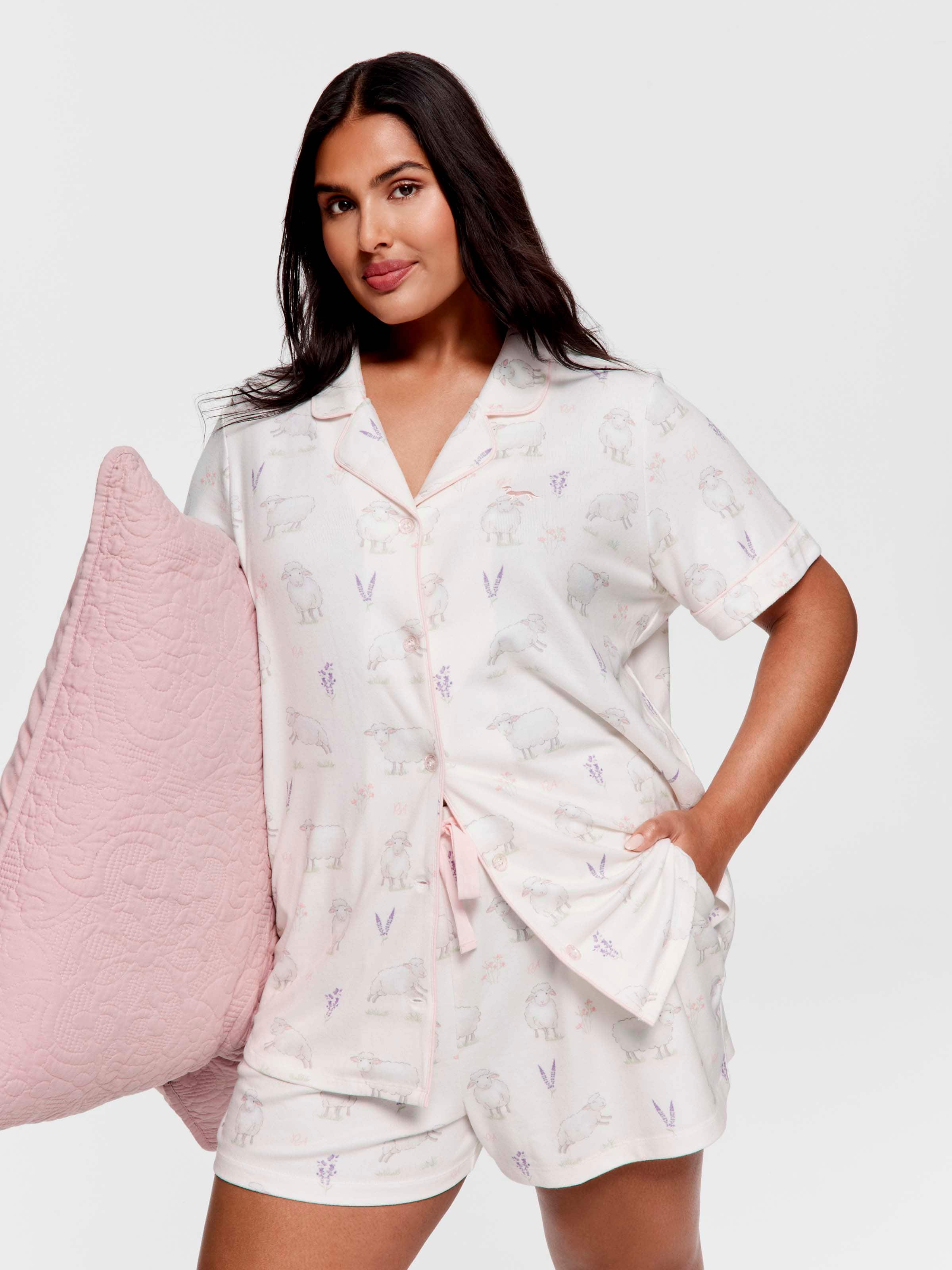 Most Popular P.A. Plus Sheep Plush Shortie Pj Set