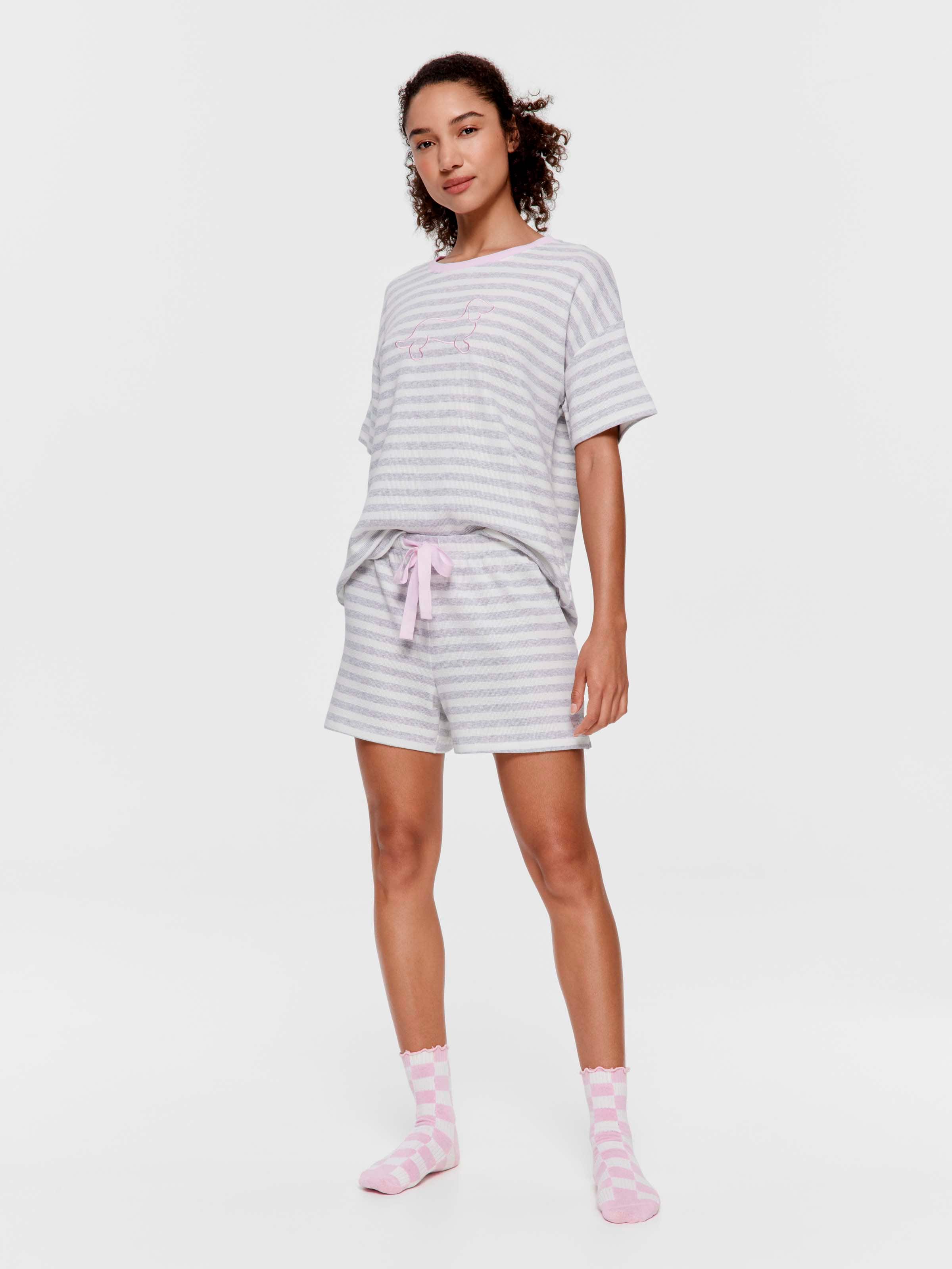 Stripe Waffle Mid Short