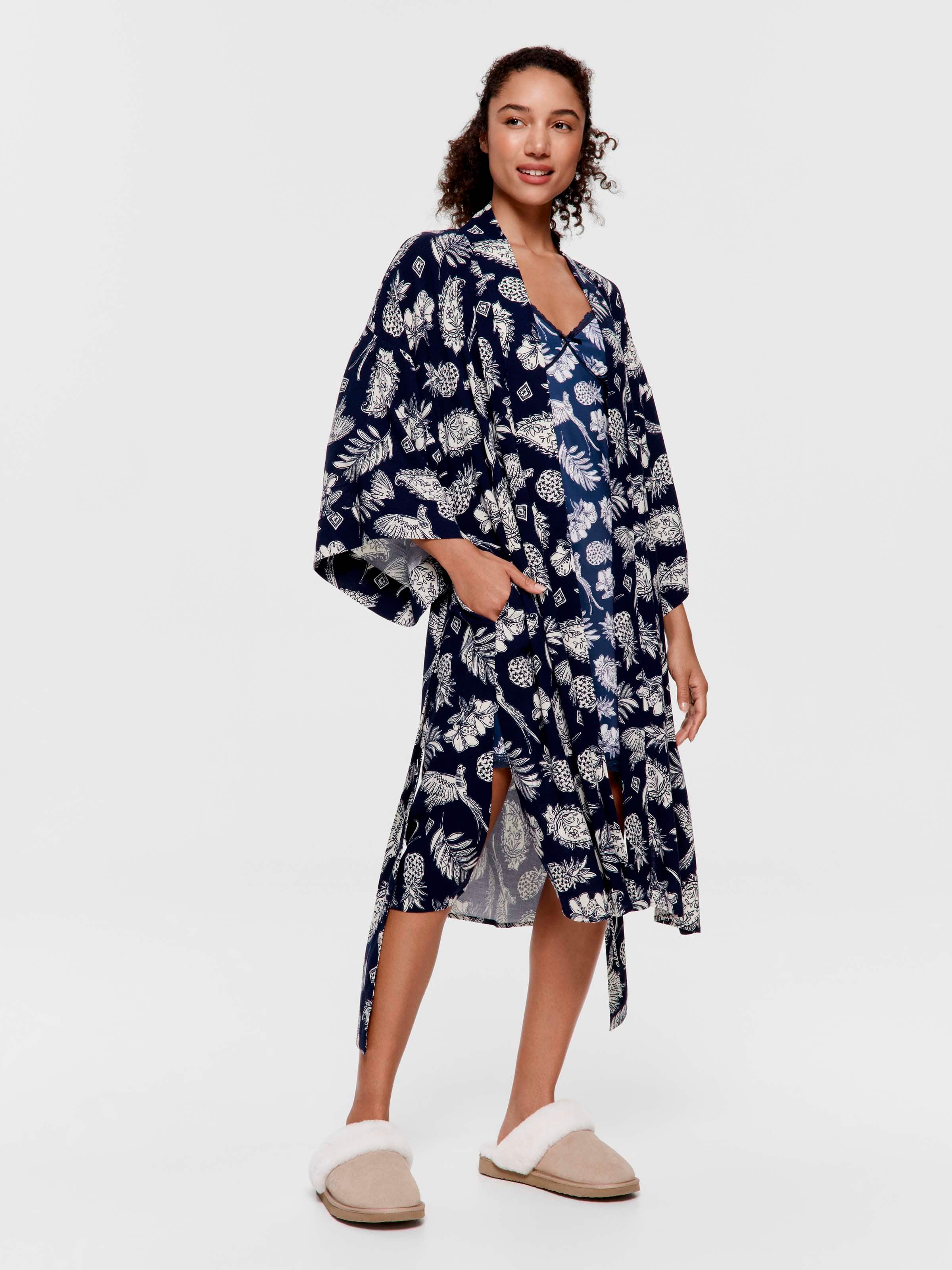 Beachside Long Kimono Gown