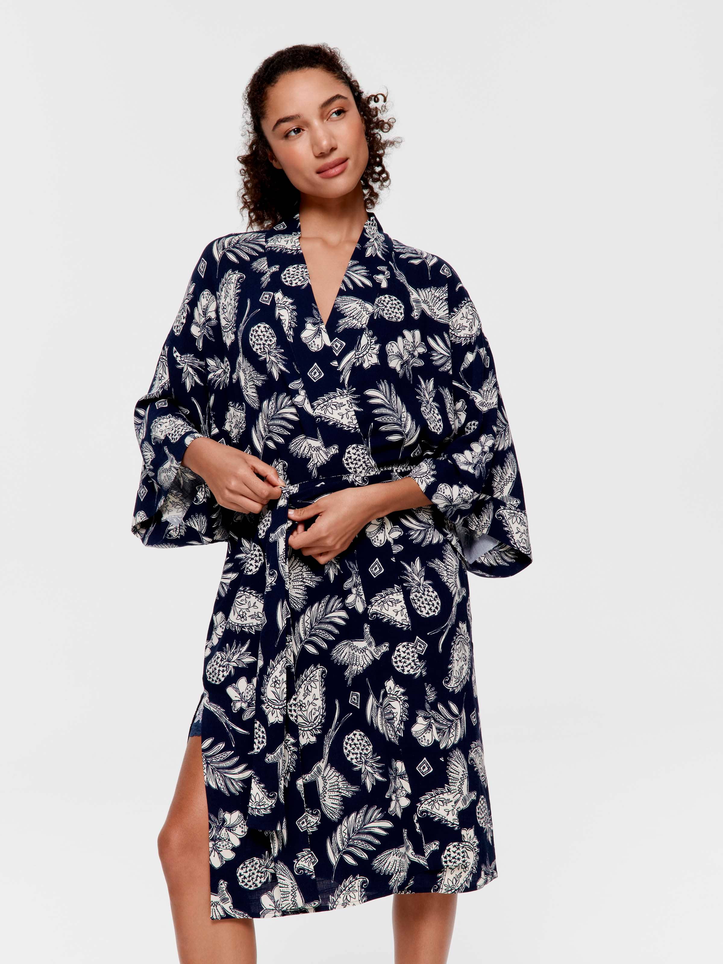 Beachside Long Kimono Gown