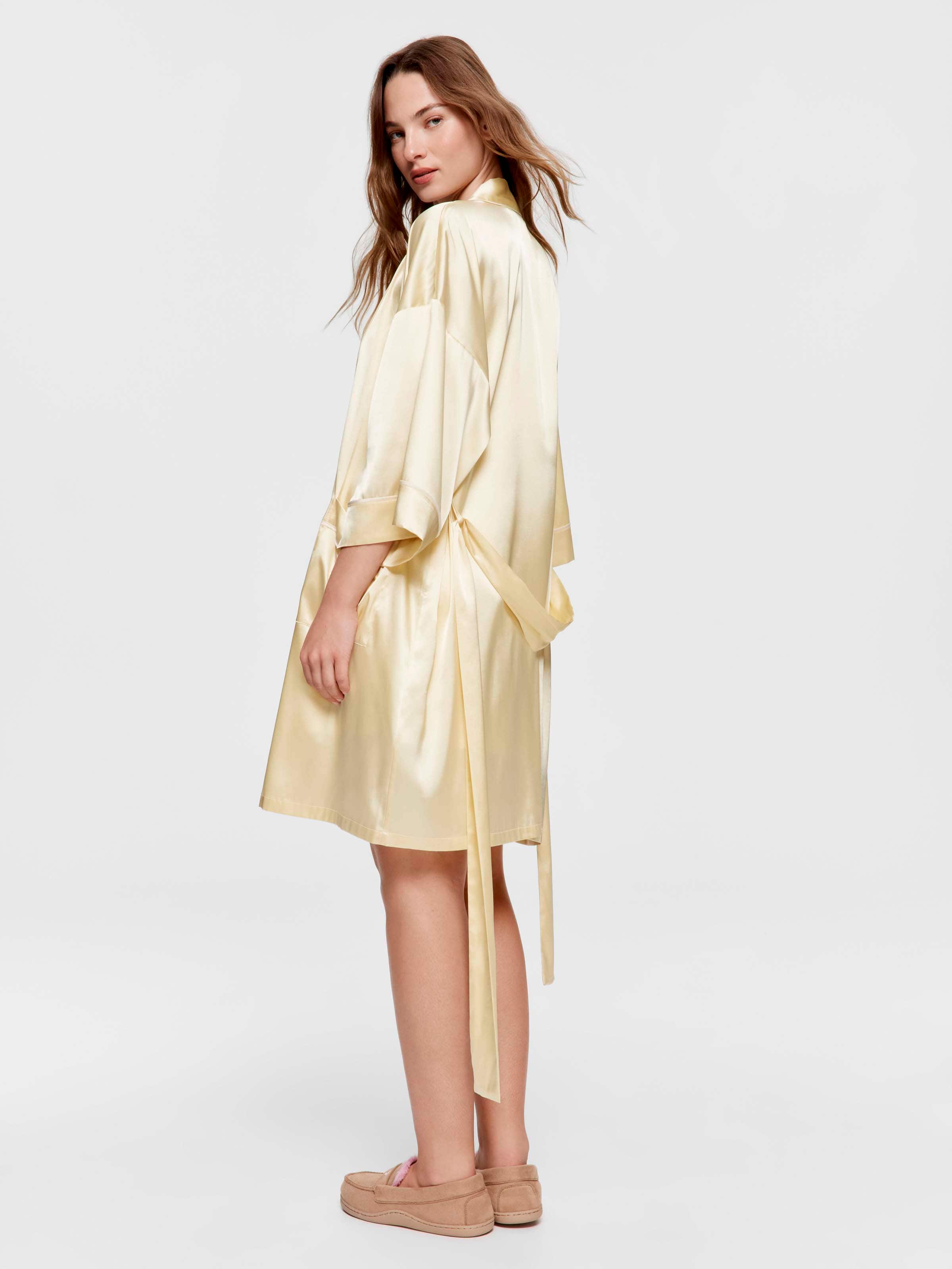 Butter Satin Short Kimono Gown