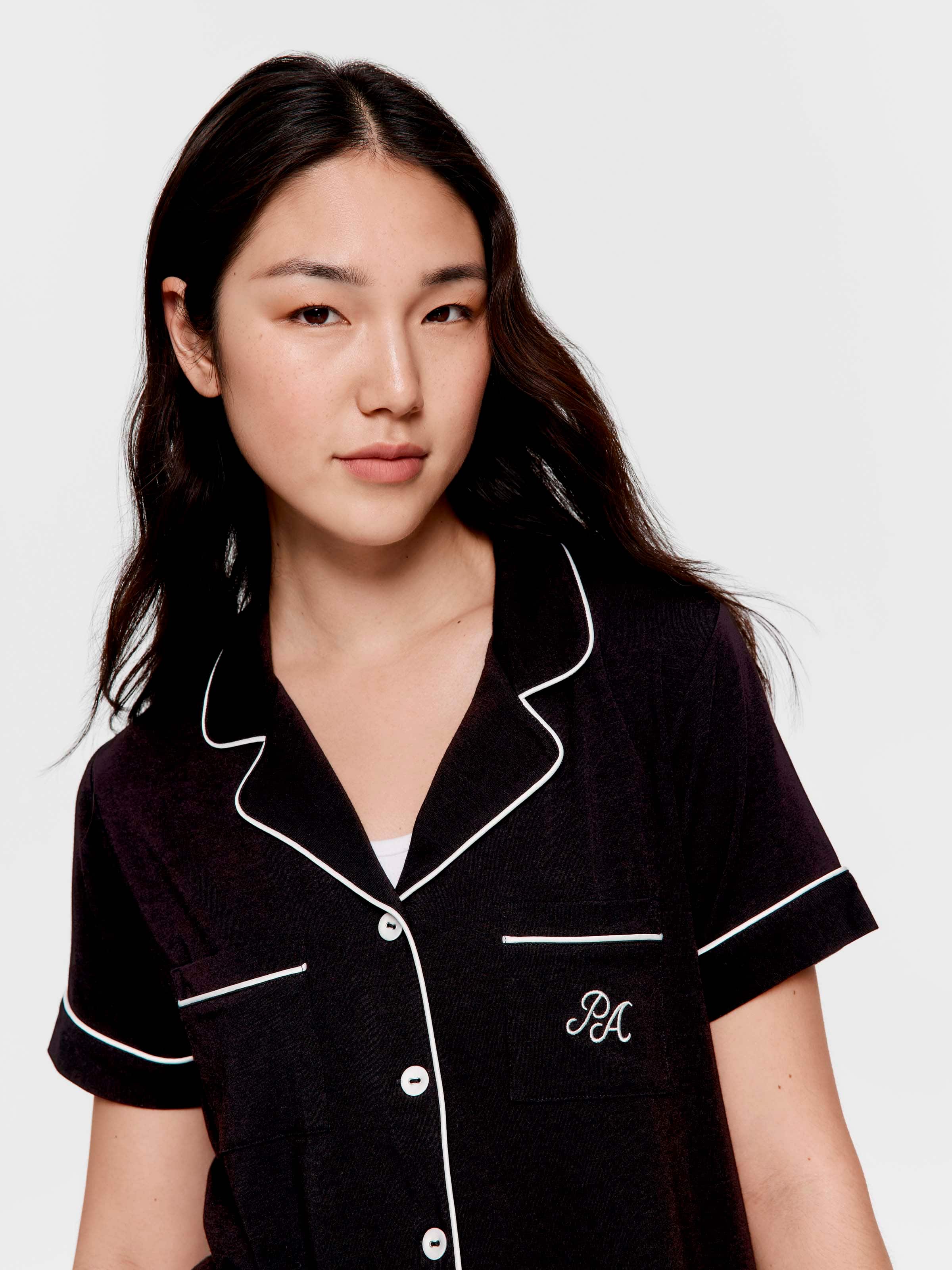 Black Bamboo Jersey Shortie Pj Set