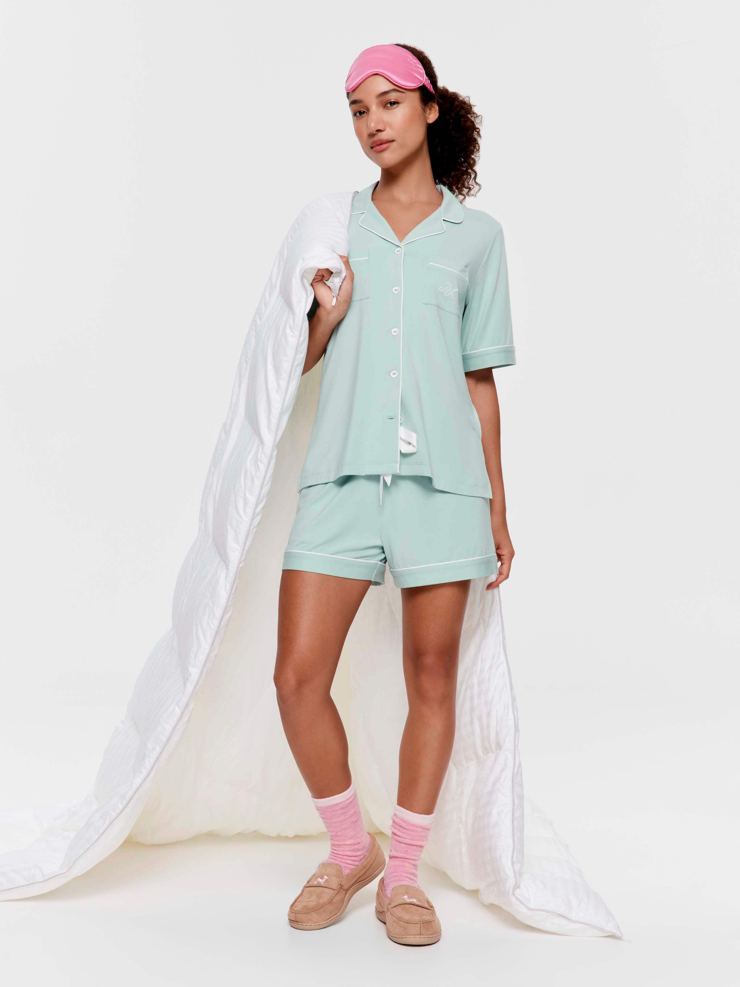 Mint Bamboo Jersey Shortie Pj Set