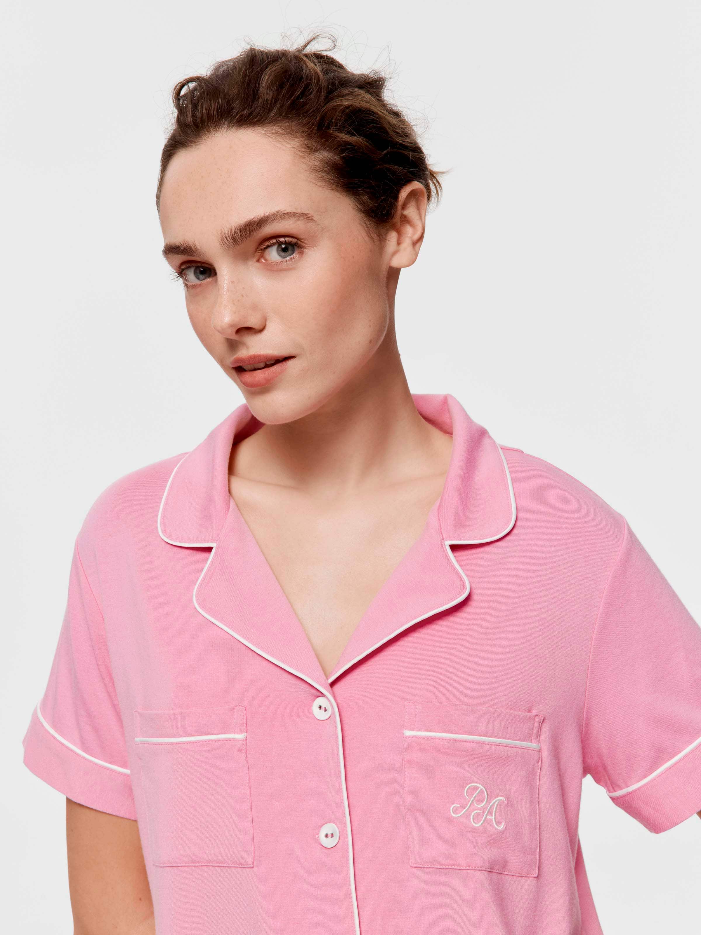 Bubblegum Pink Bamboo Jersey Shortie Pj Set