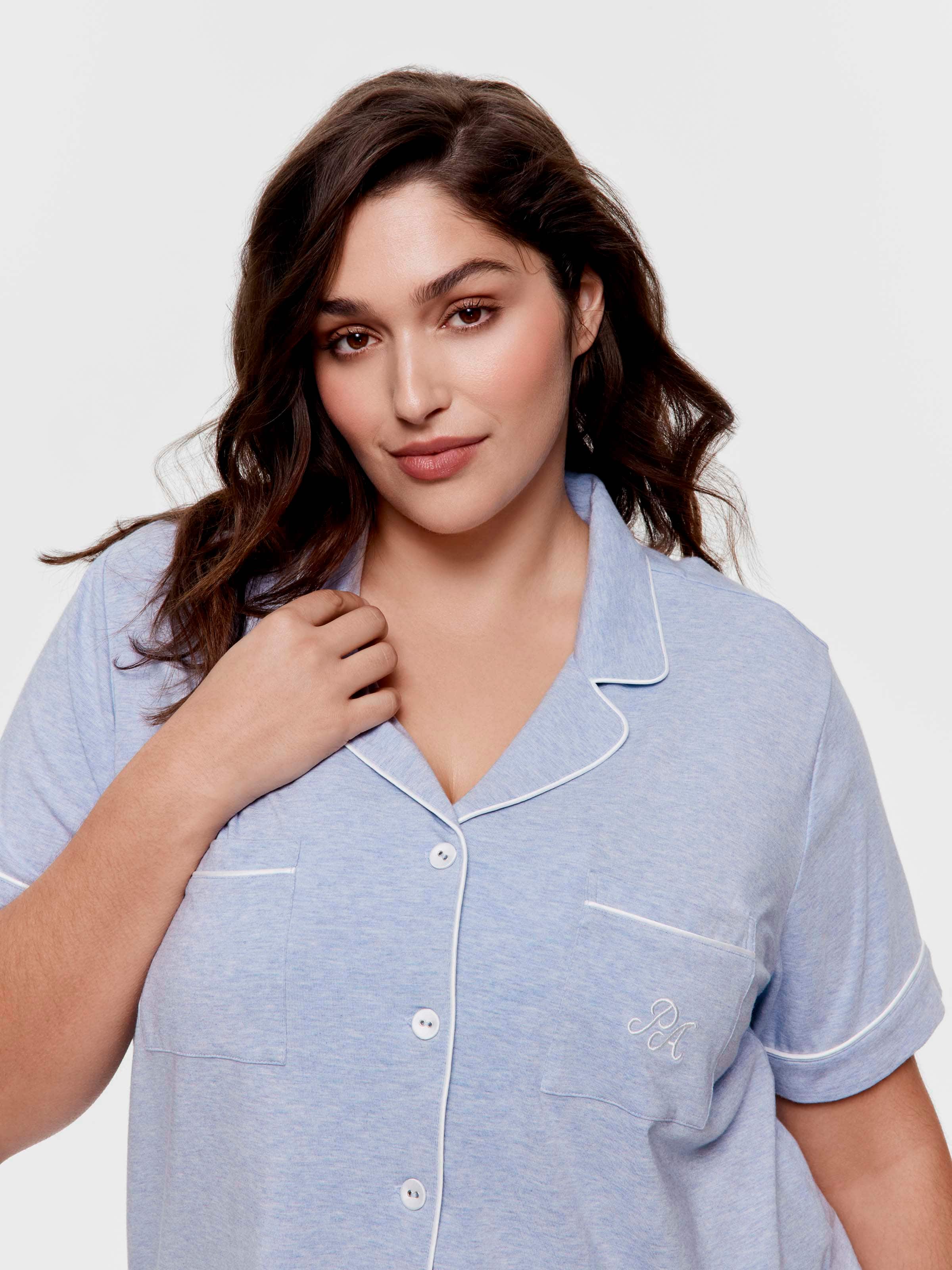 P.A. Plus Chambray Bamboo Jersey Shortie Pj Set