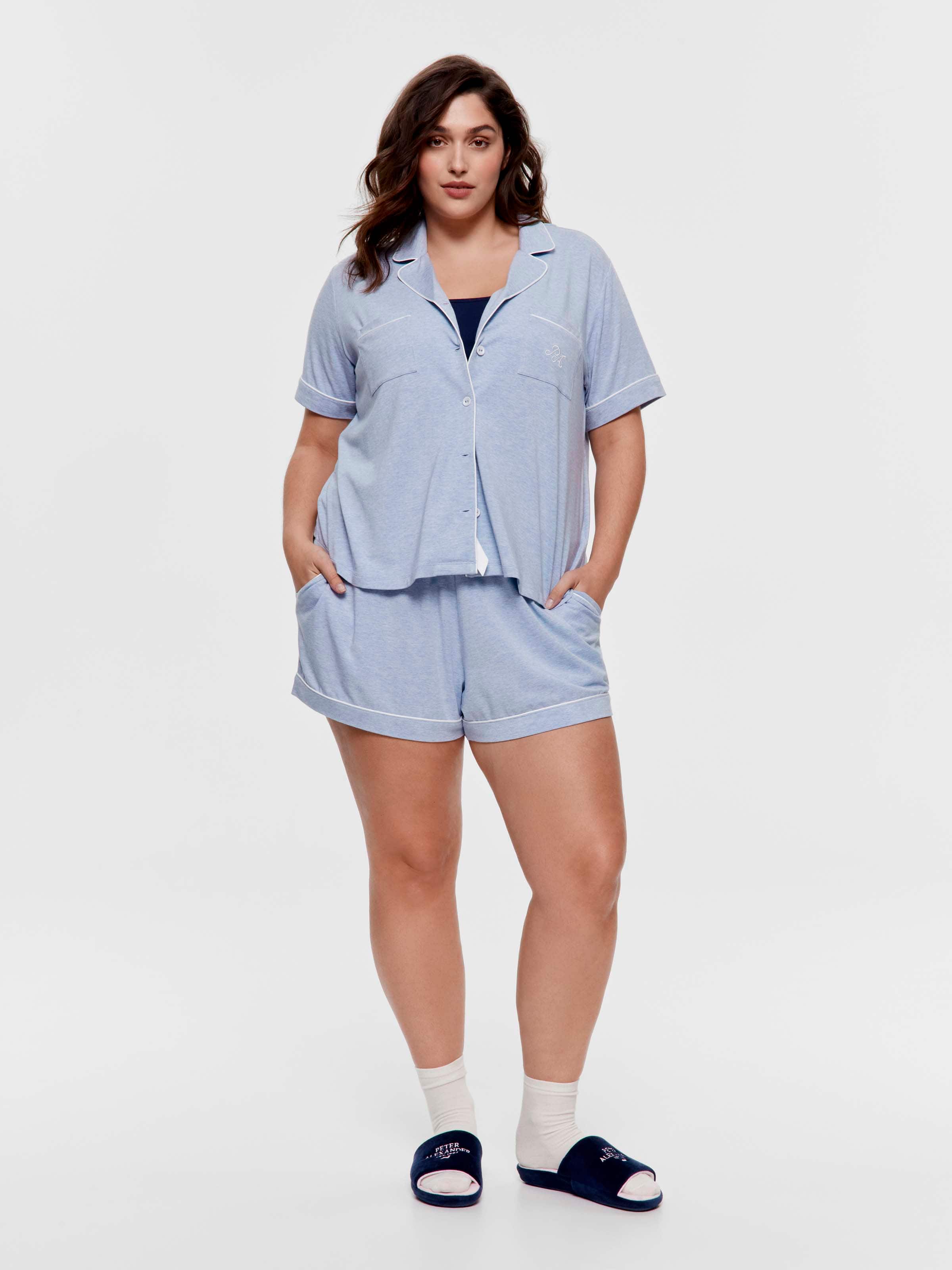 P.A. Plus Chambray Bamboo Jersey Shortie Pj Set
