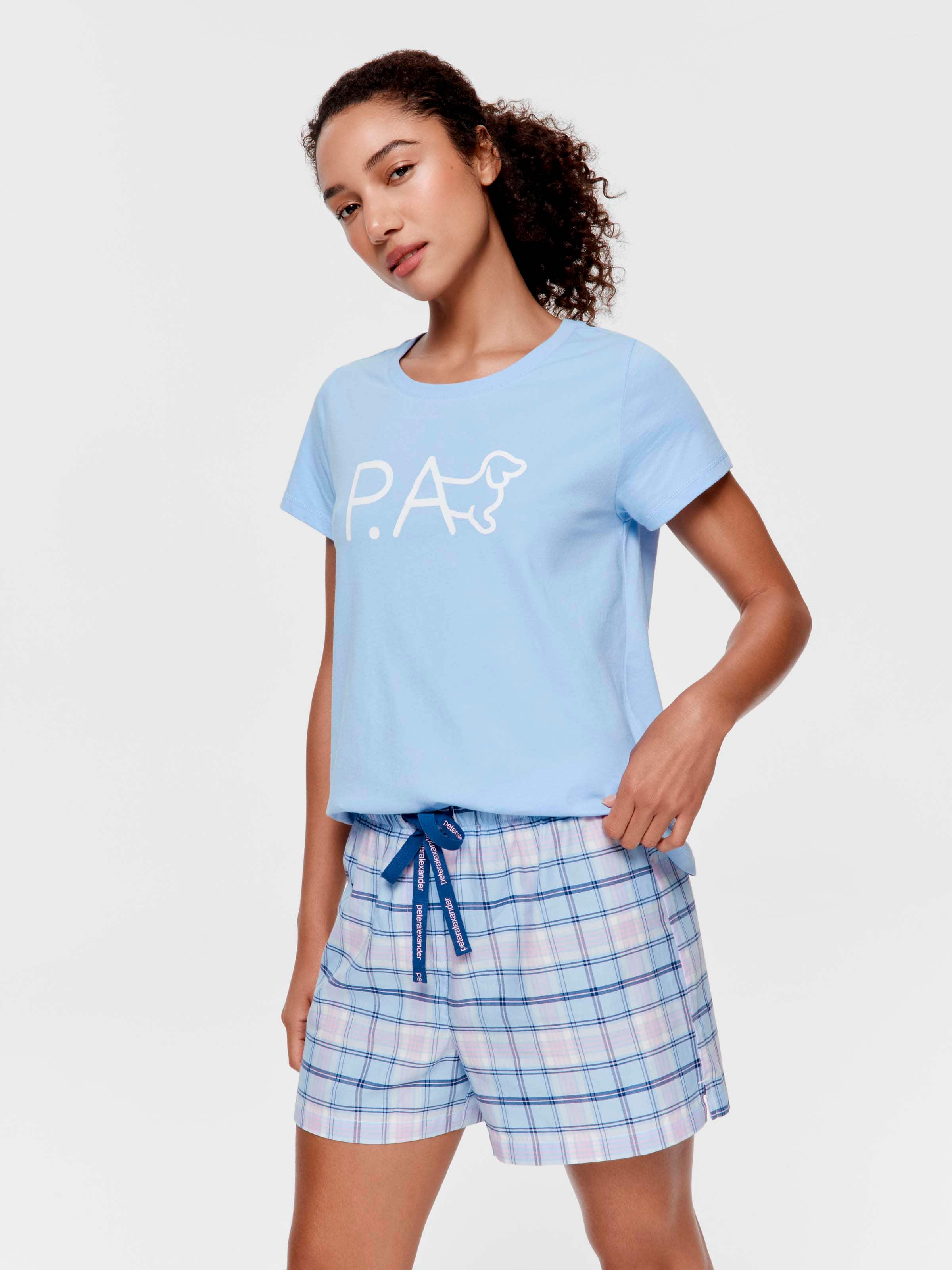 Blue Check 100% Cotton Mid Short