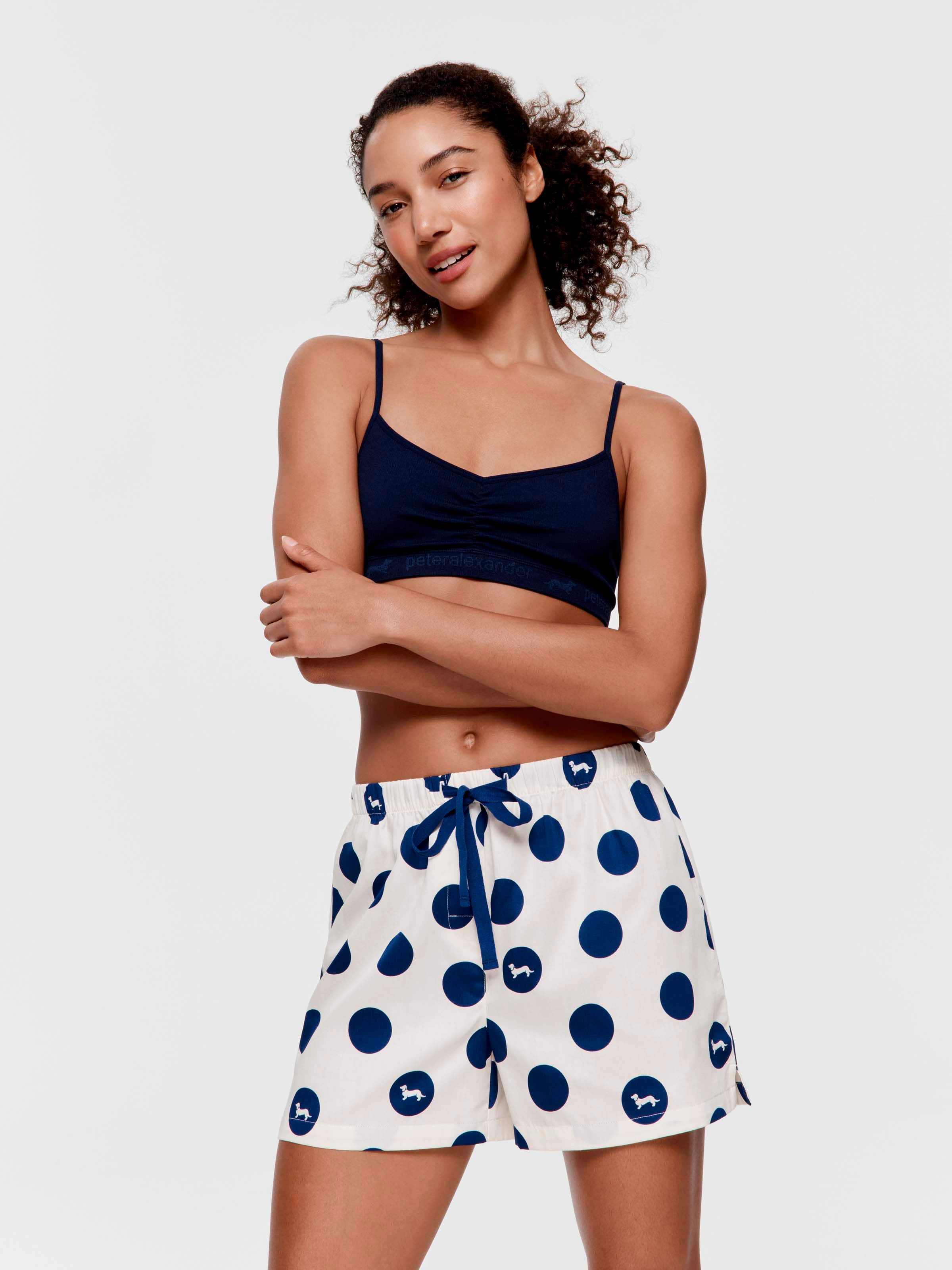 Navy Spot 100% Cotton Mid Short