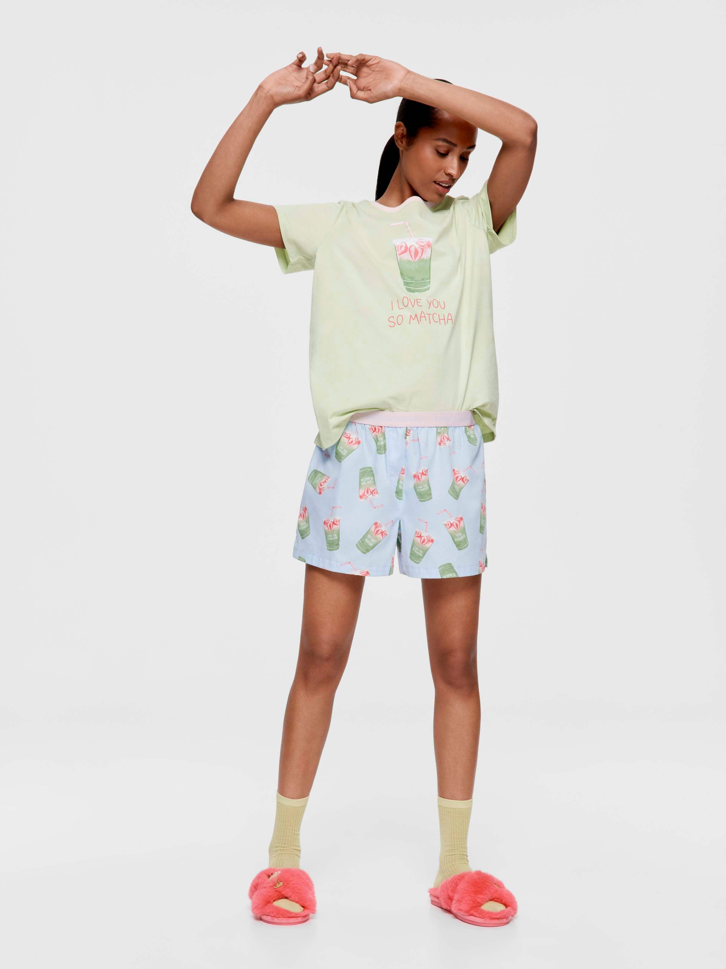 Strawberry Matcha 100% Cotton Mid Boxer Short