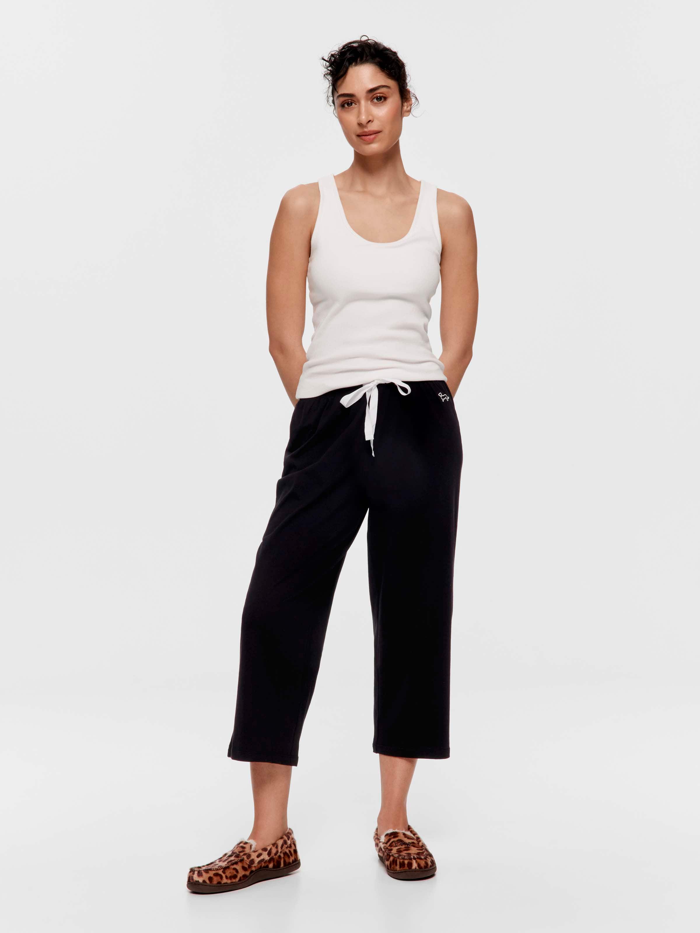 Black 100% Cotton 3/4 Pj Pant