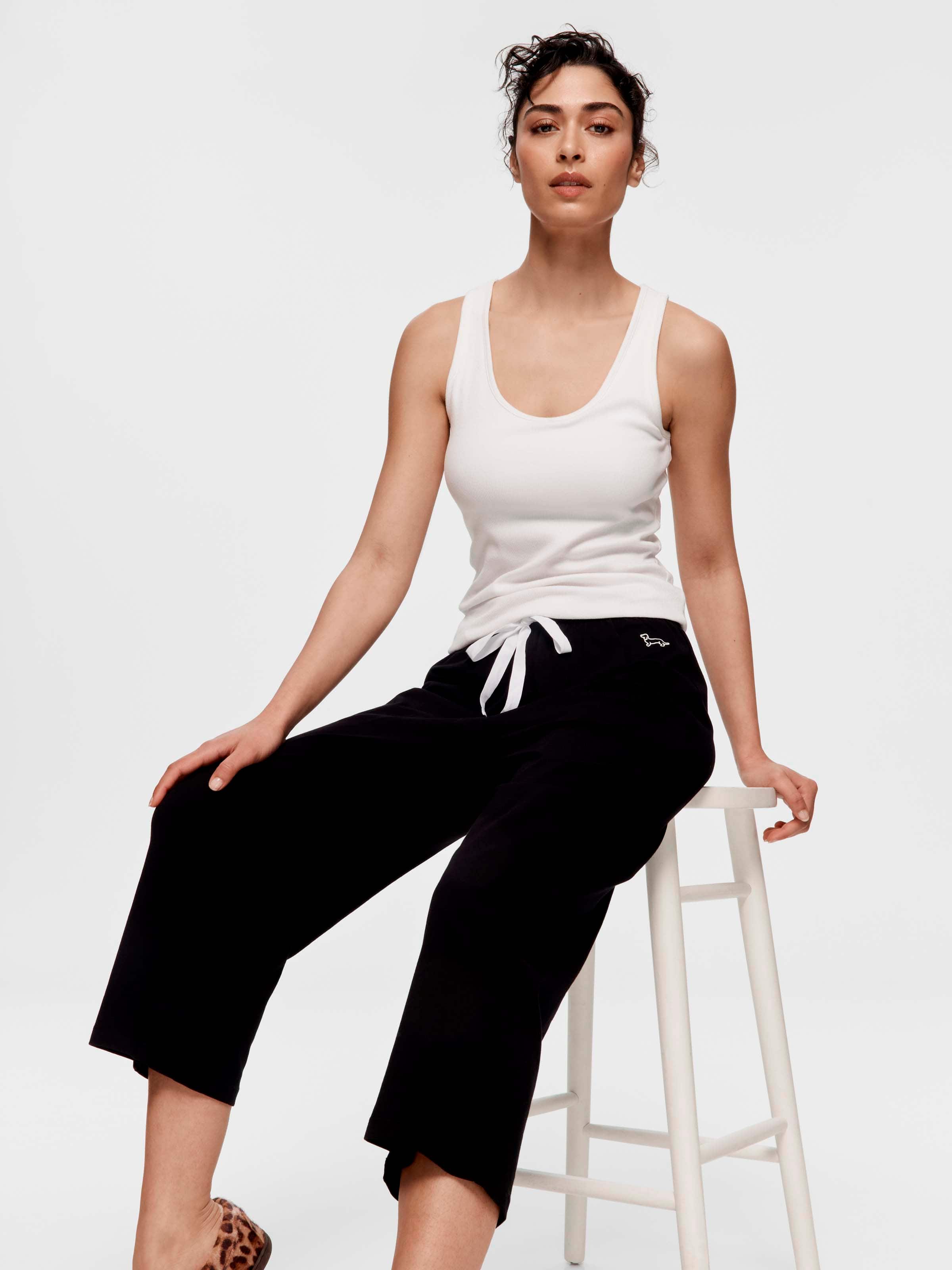 Black 100% Cotton 3/4 Pj Pant