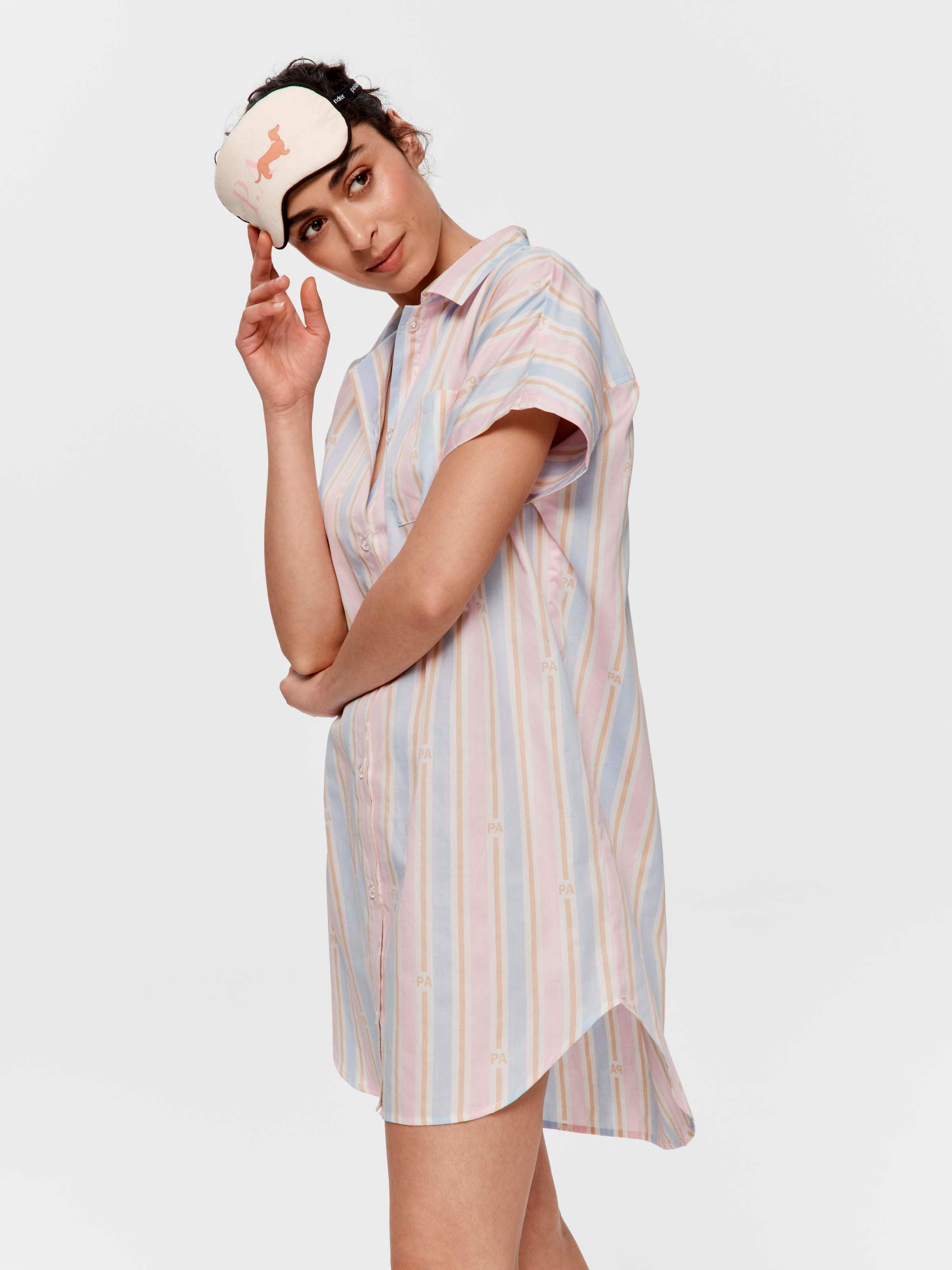 Multi Stripe 100% Cotton Boyfriend Nightshirt