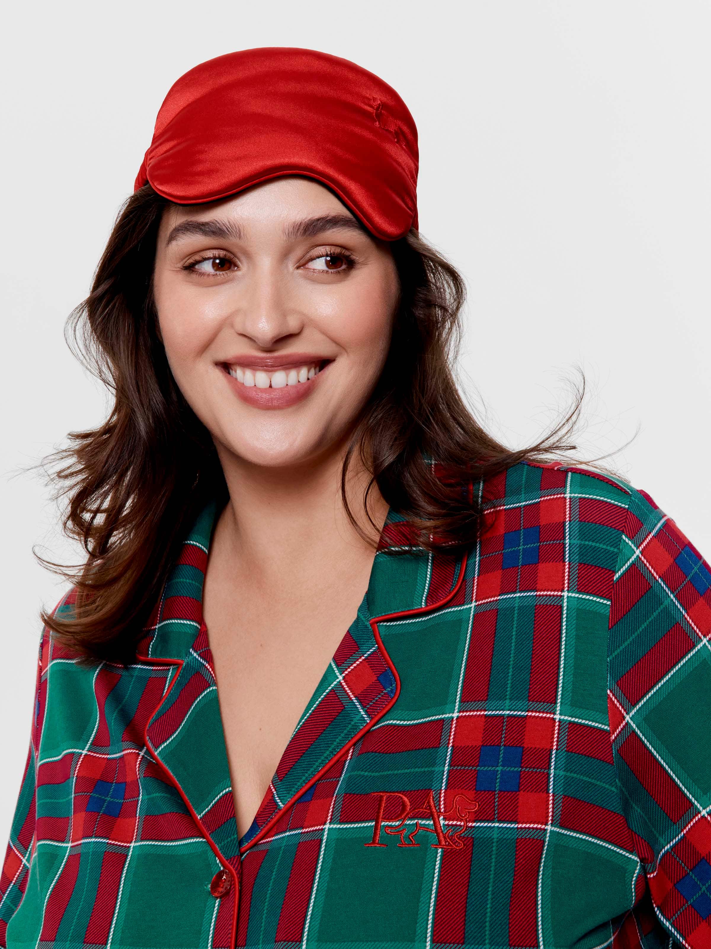 P.A. Plus Green Tartan Bamboo Jersey Shortie Pj Set