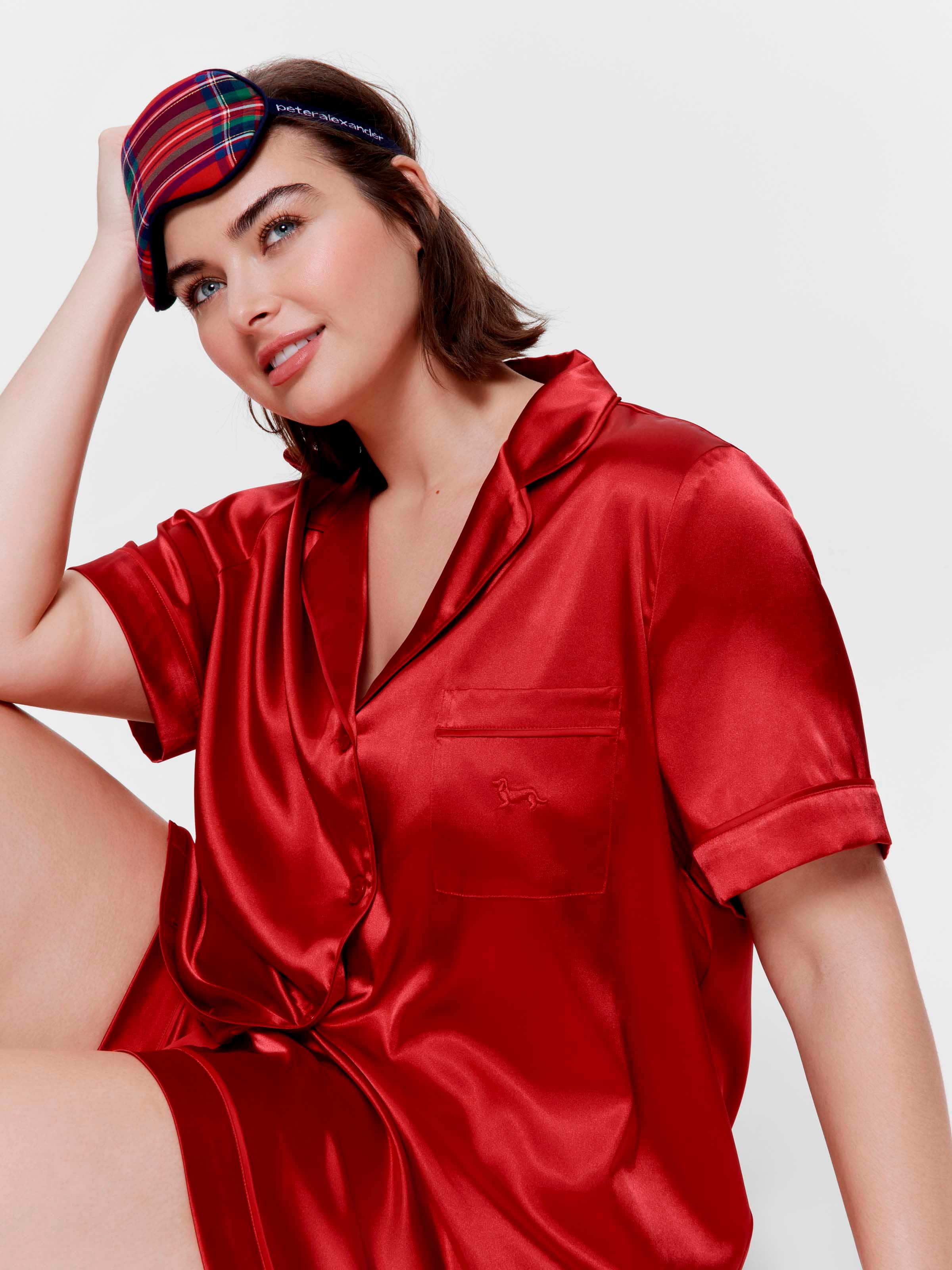 P.A. Plus Red Chic Satin Boxed Shortie Pj Set