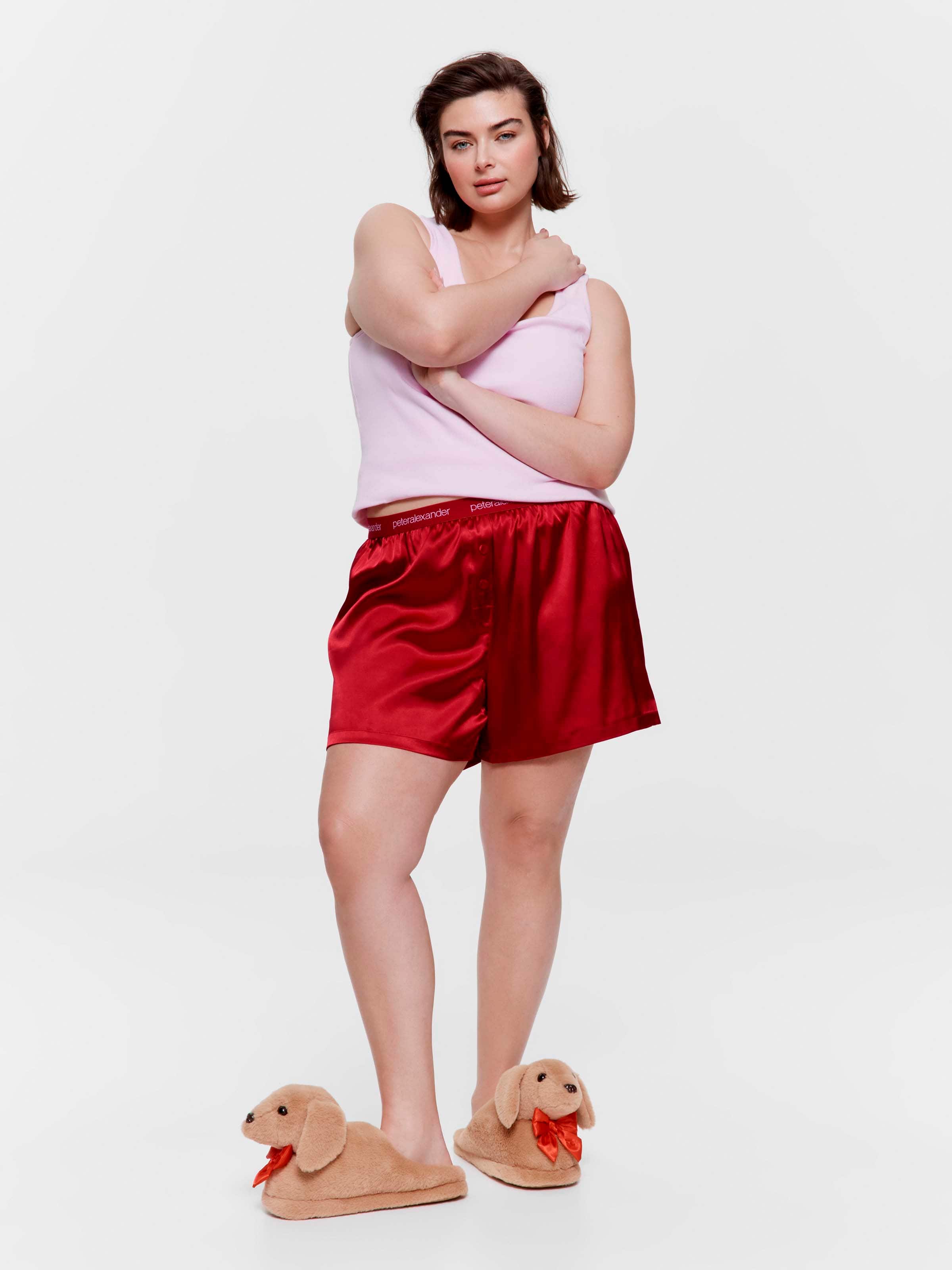 P.A. Plus Red Chic Satin Boxed Mid Short