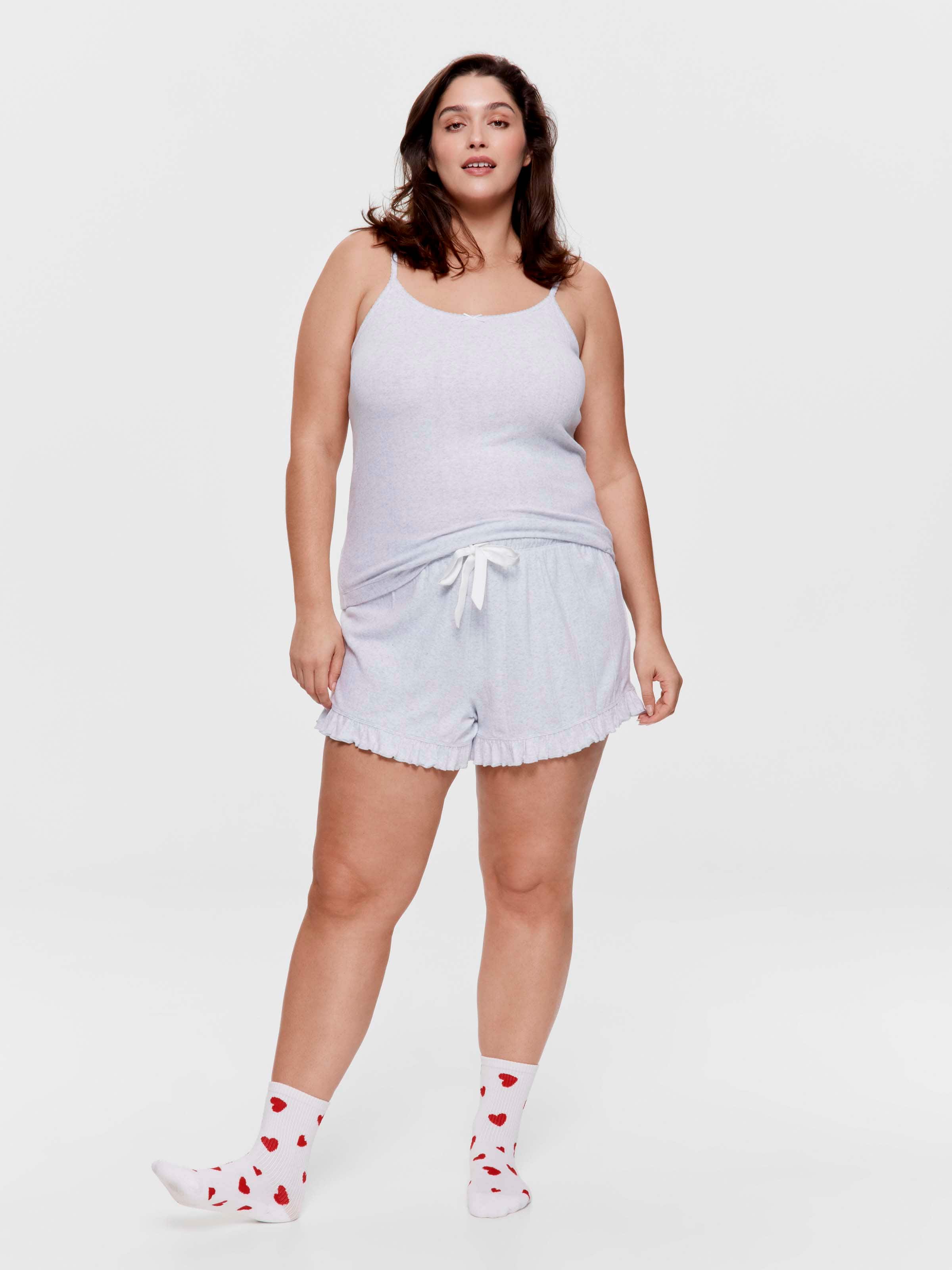 P.A. Plus Light Grey Logo Pointelle Mini Flutter Short
