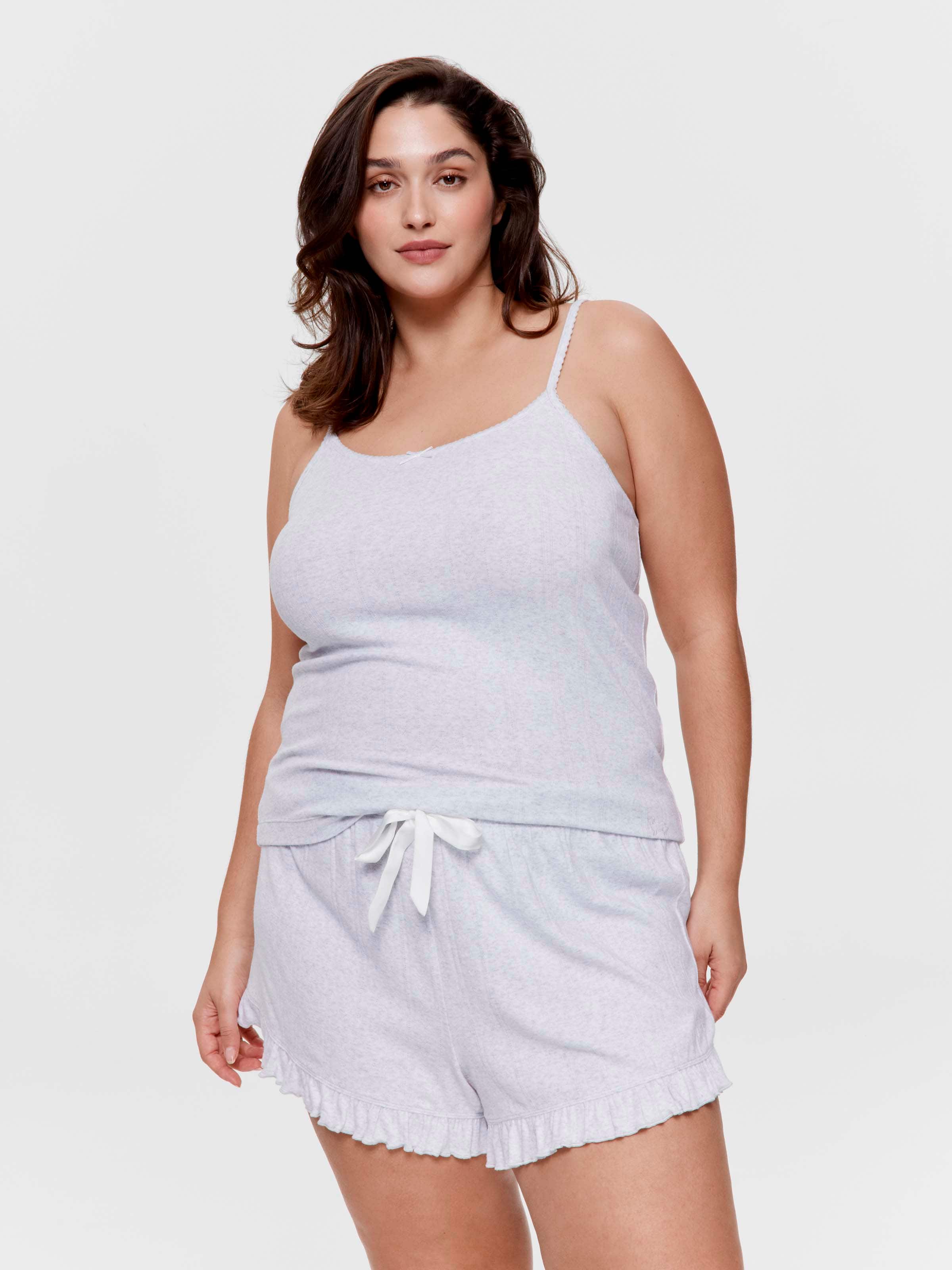 P.A. Plus Light Grey Logo Pointelle Mini Flutter Short