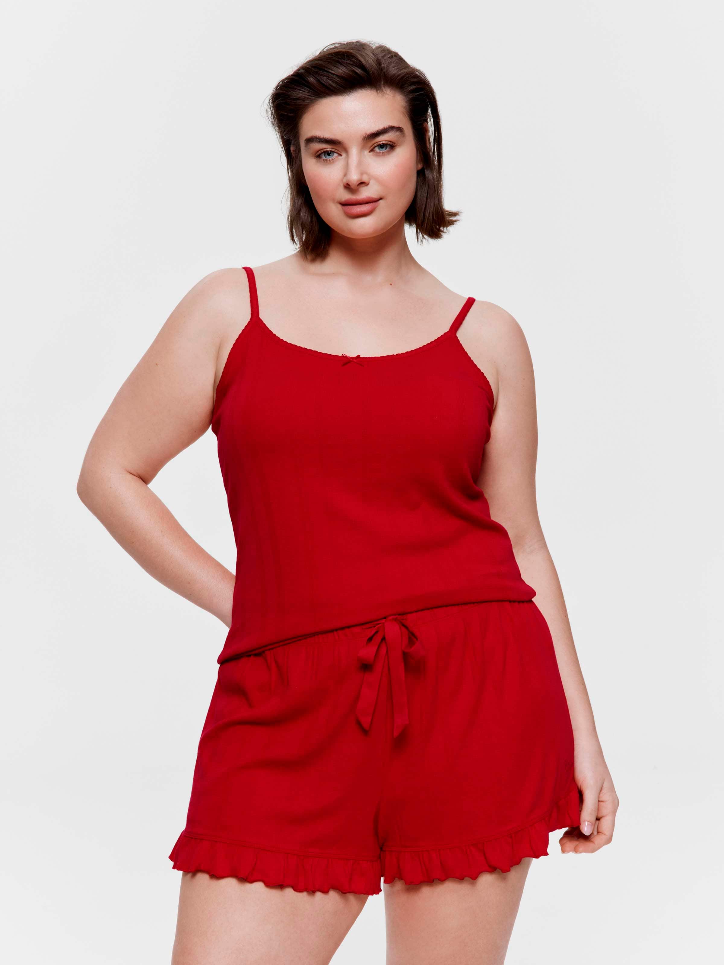 P.A. Plus Red Logo Pointelle Mini Flutter Short