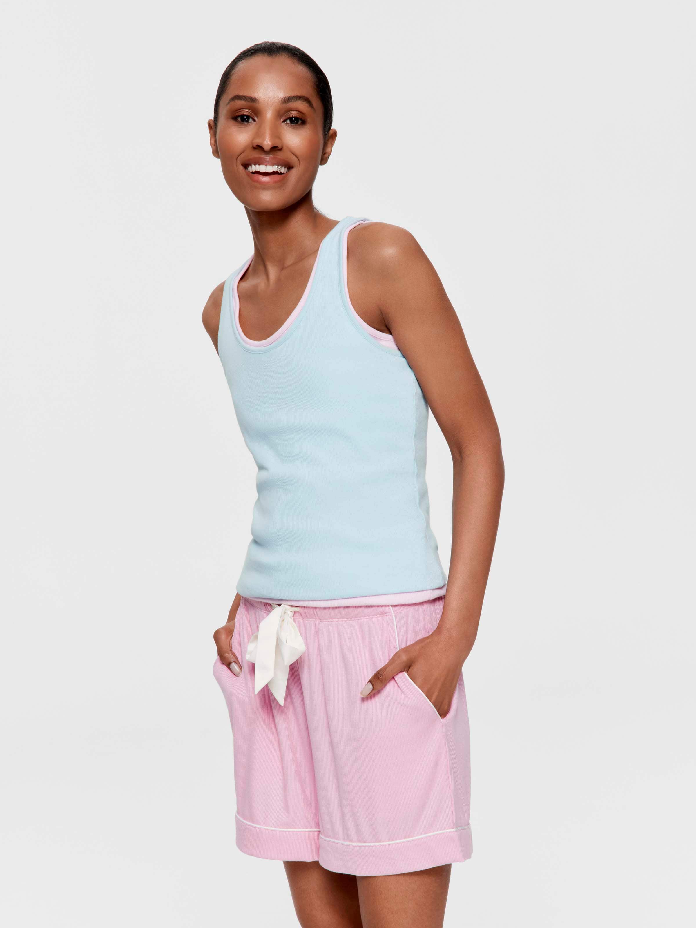 Dusty Rose Bamboo Rib Long Short