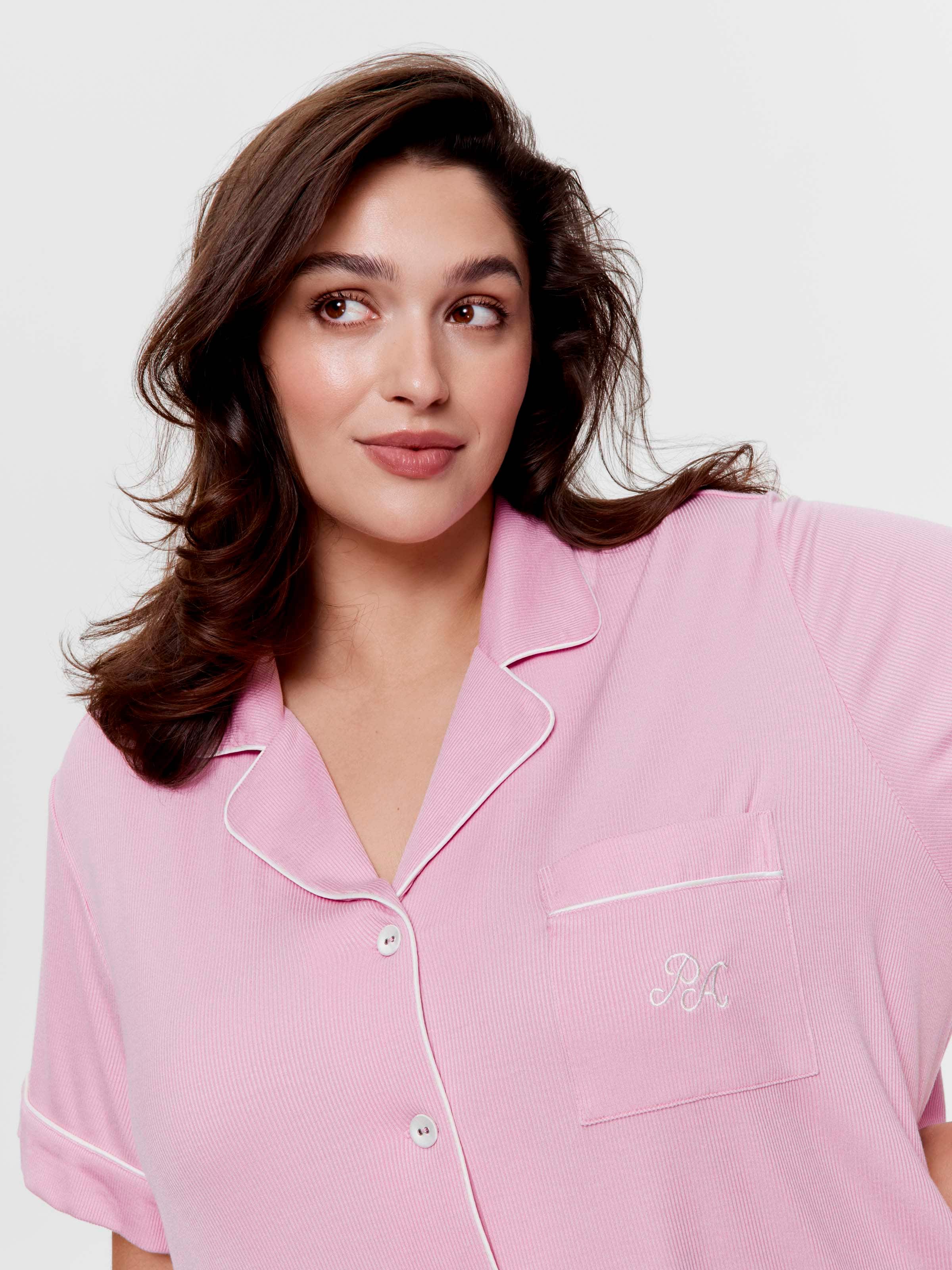 P.A. Plus Dusty Rose Bamboo Rib Short Sleeve Shirt