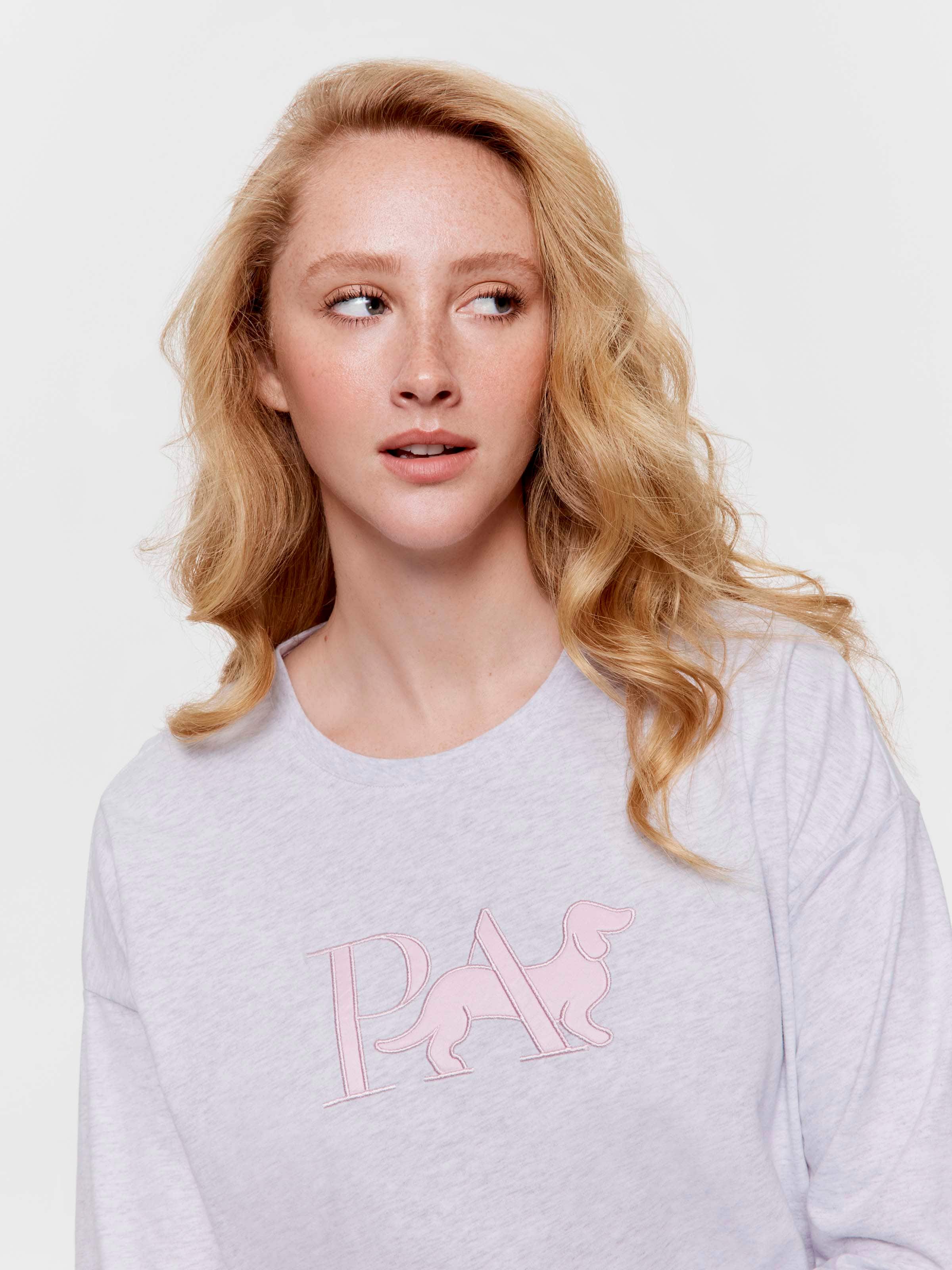 P.A. Logo 100% Cotton Oversized Long Sleeve Top