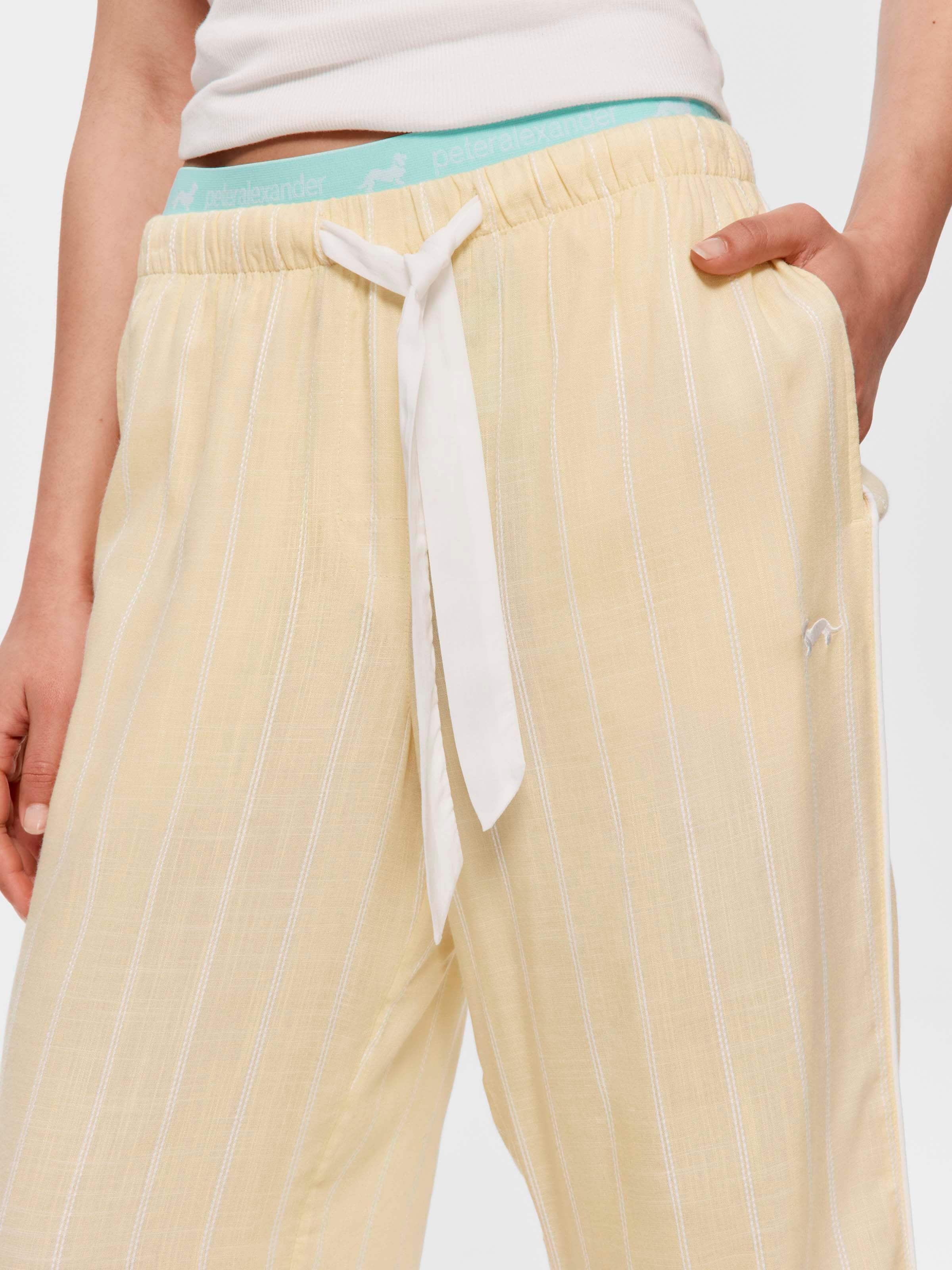 Butter Yellow Textured Stripe 3/4 Pj Pant