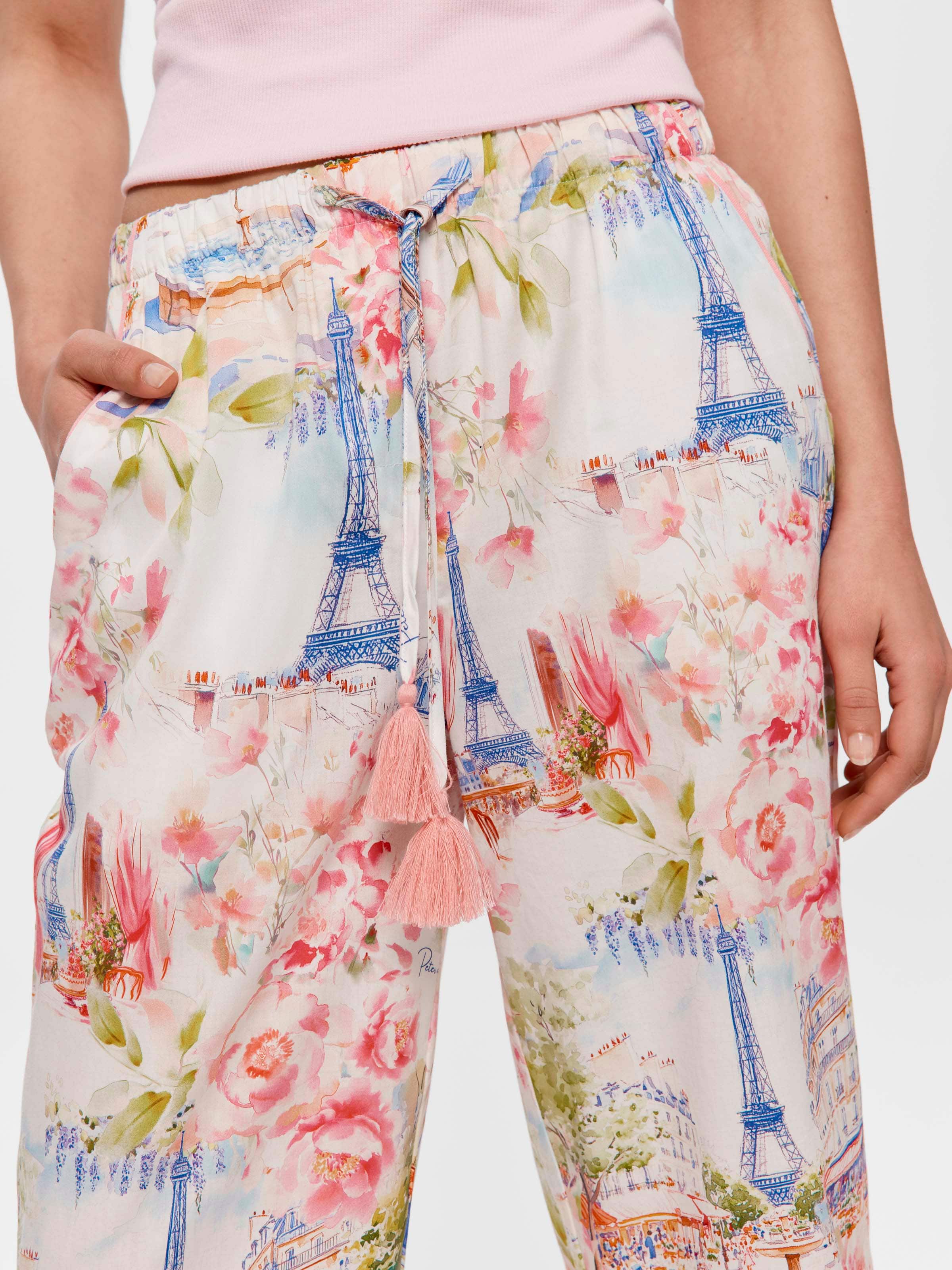 Paris Painted 100% Soft Cotton 3/4 Pj Pant