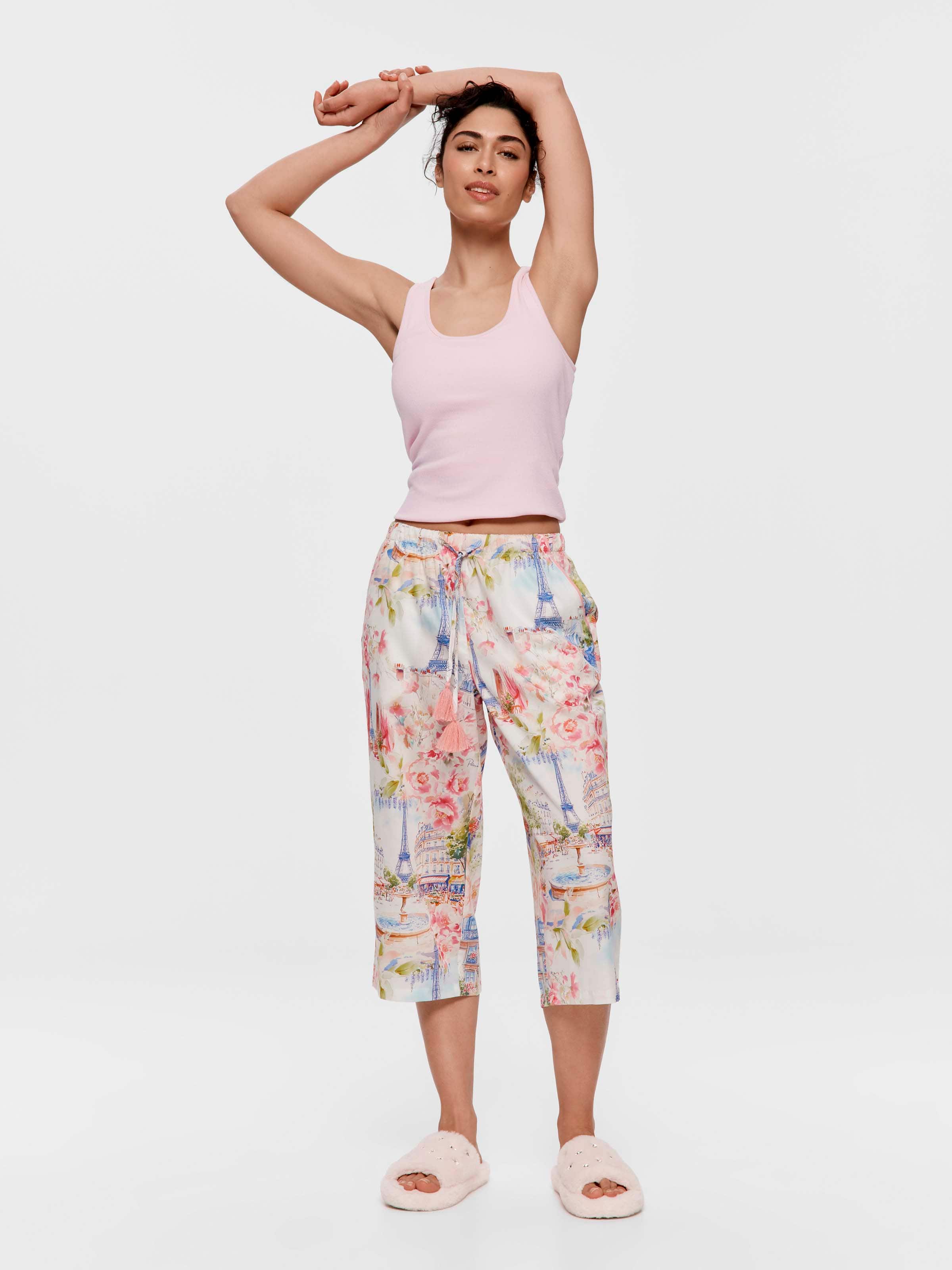 Paris Painted 100% Soft Cotton 3/4 Pj Pant