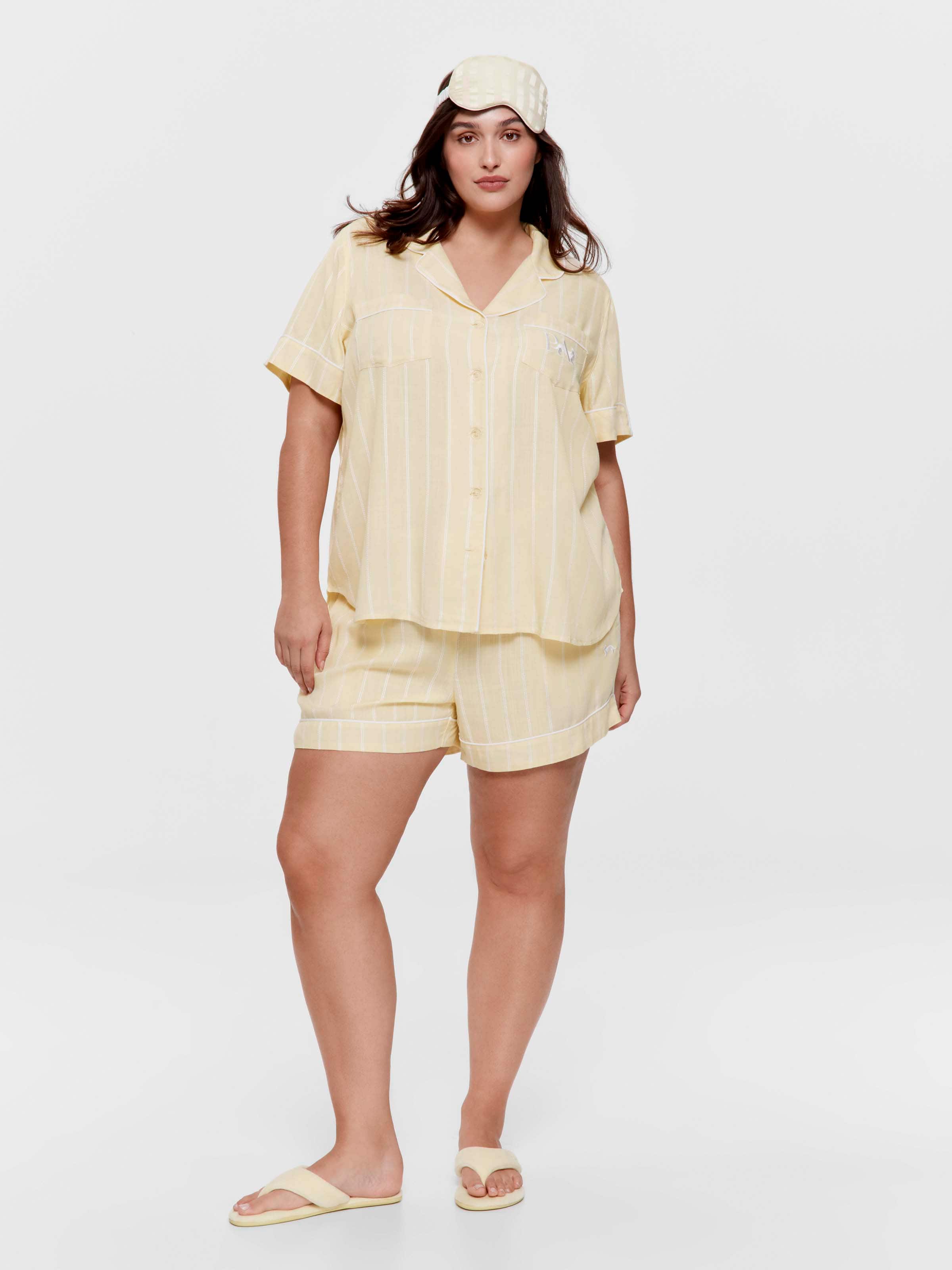 P.A. Plus Butter Yellow Textured Stripe Short Sleeve Shirt