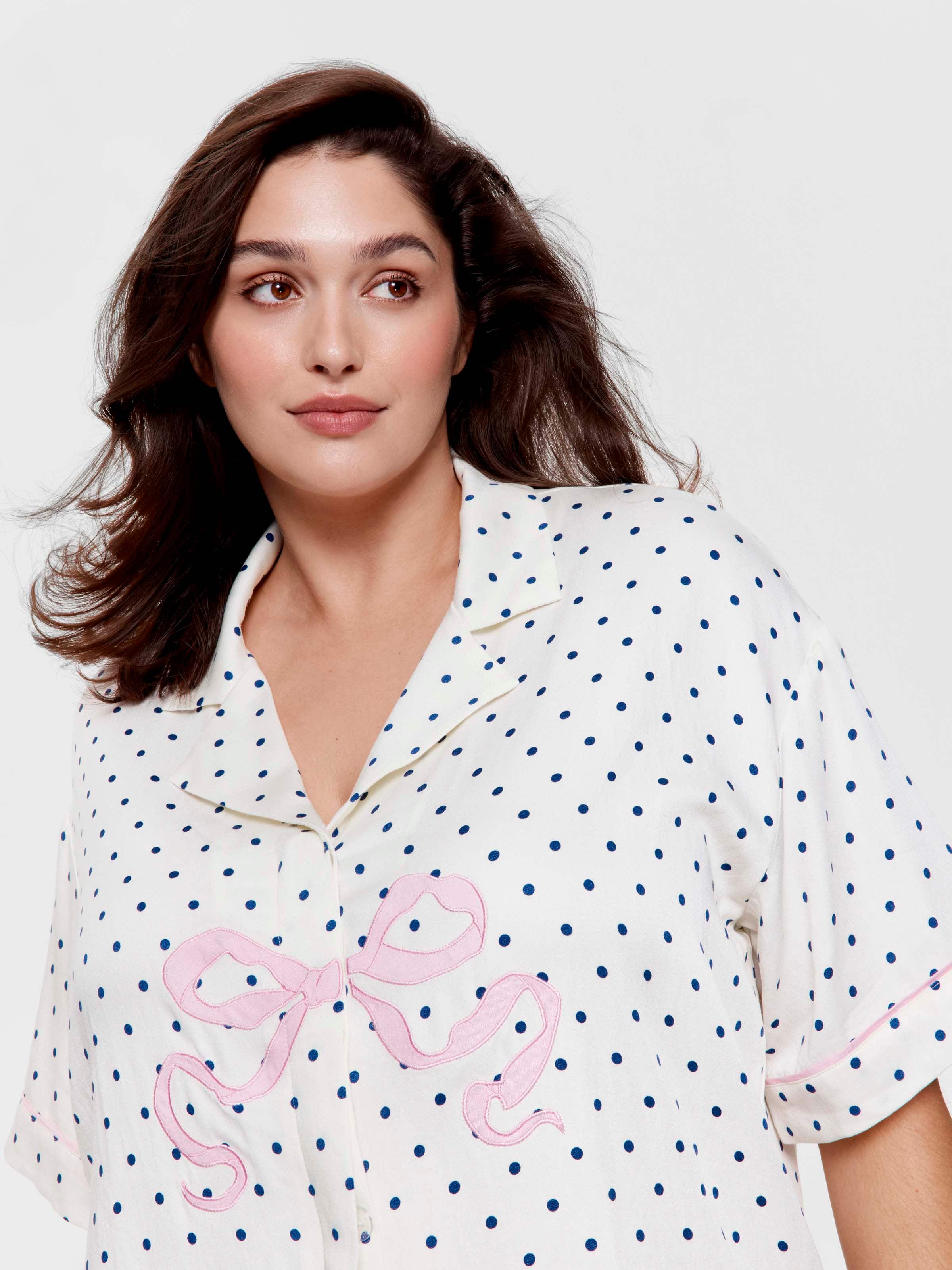 P.A. Plus Polka Dot Bow Fashion Shirt