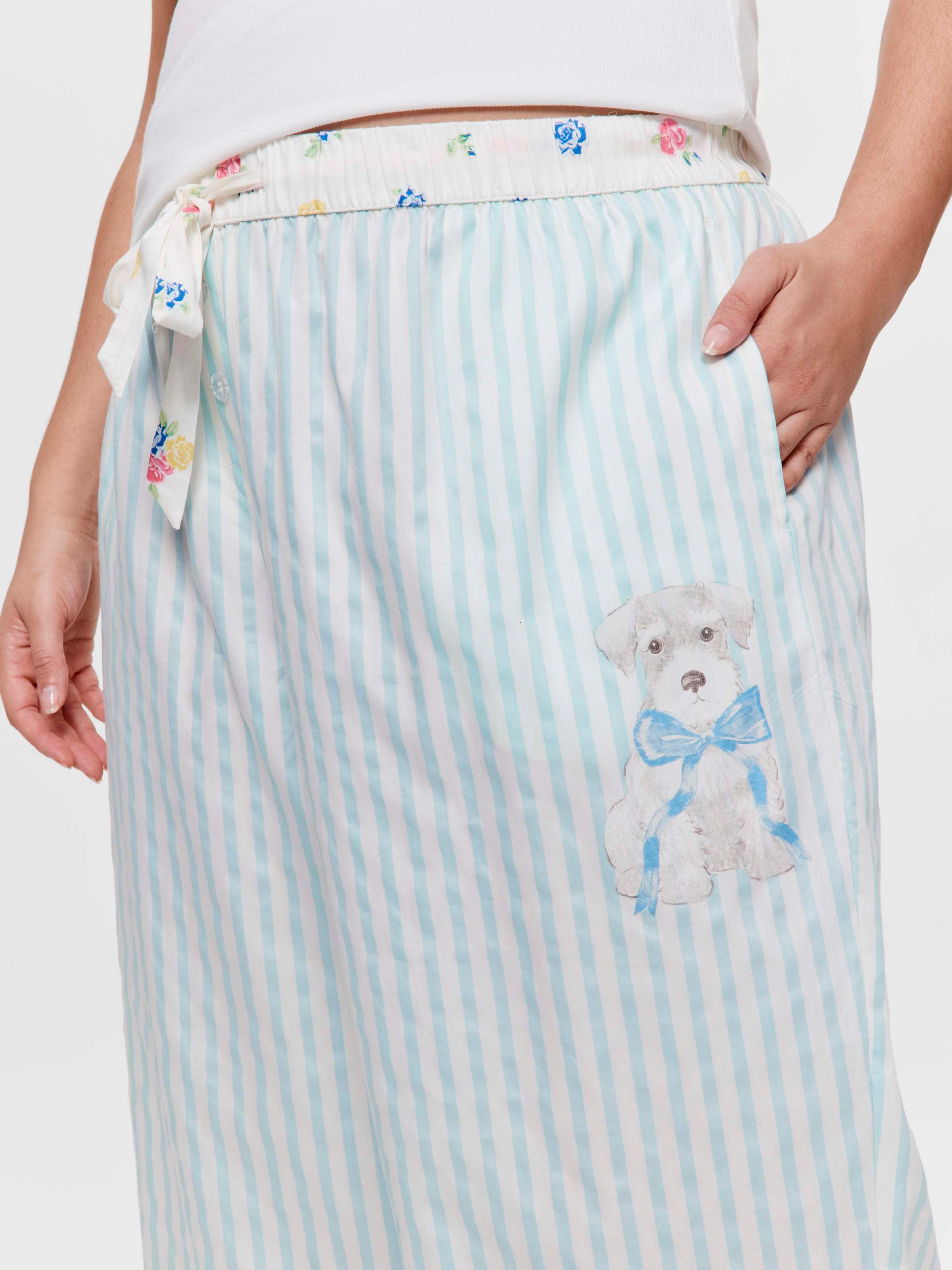 P.A. Plus Vintage Stripe Puppy 100% Cotton 3/4 Pj Pant
