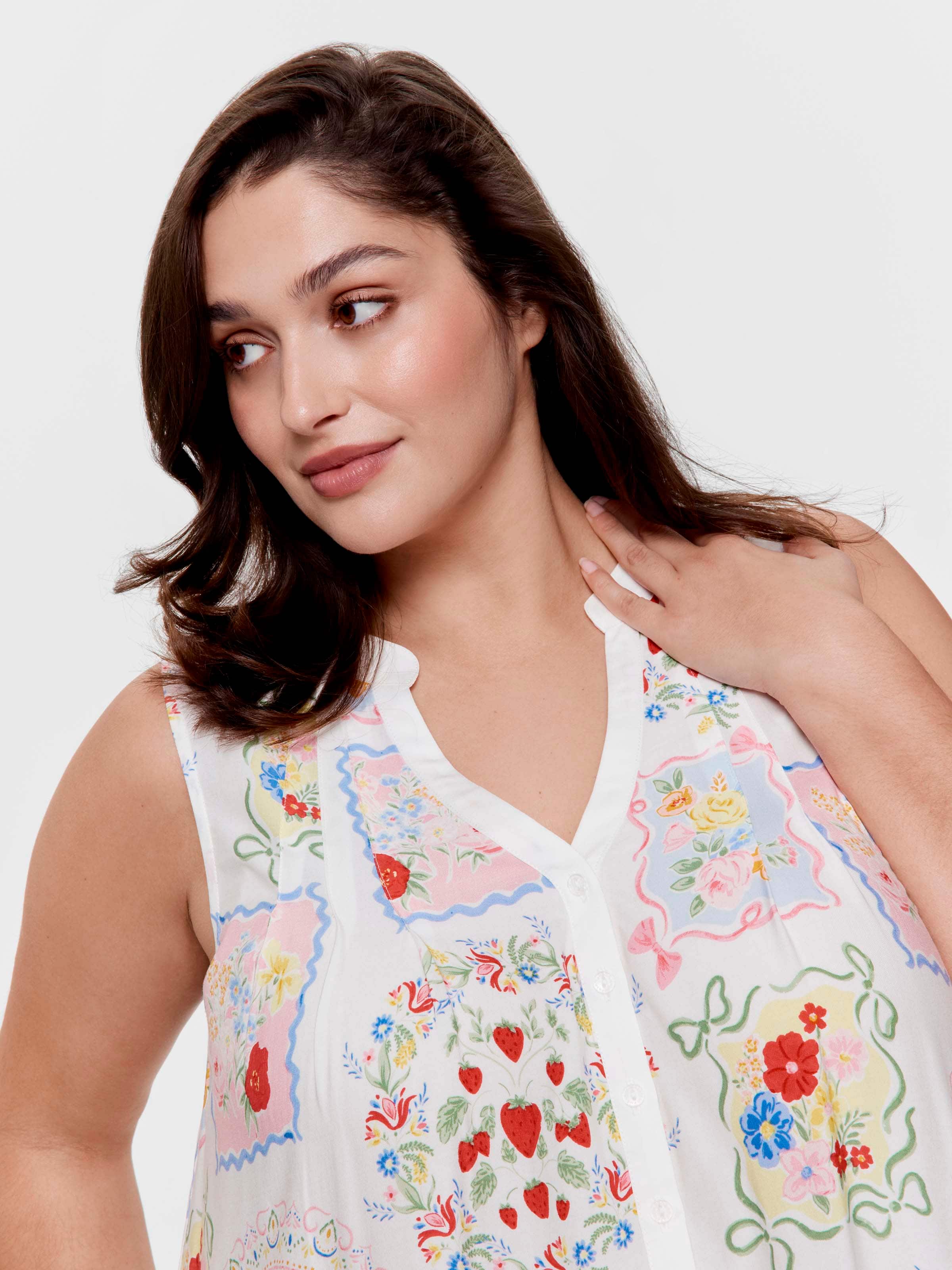 P.A. Plus Summer Garden Henley Nightie