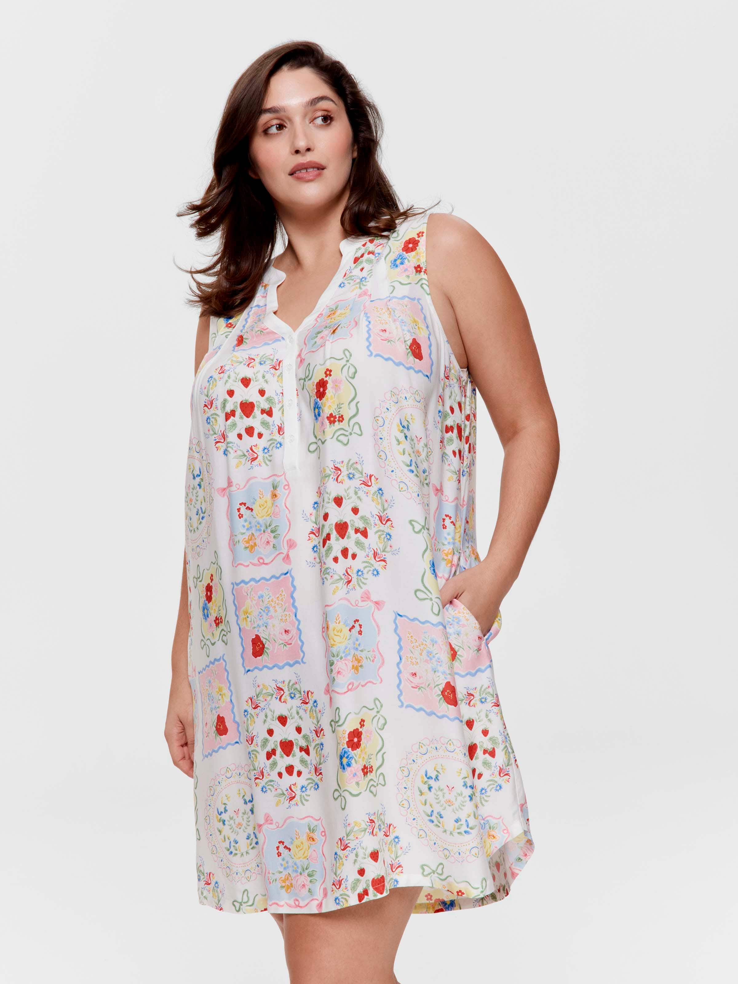 P.A. Plus Summer Garden Henley Nightie