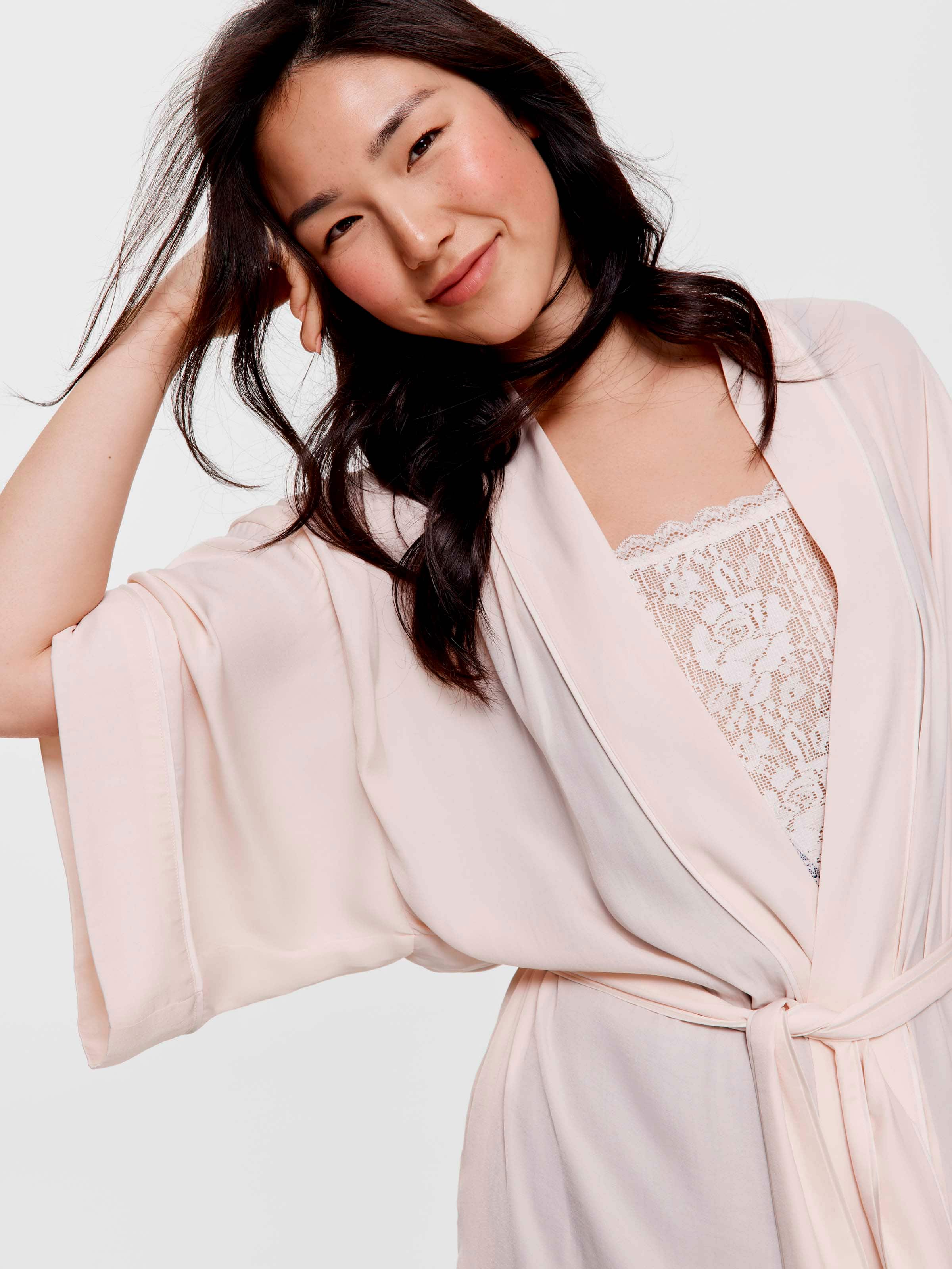 Soft Satin Long Kimono Gown