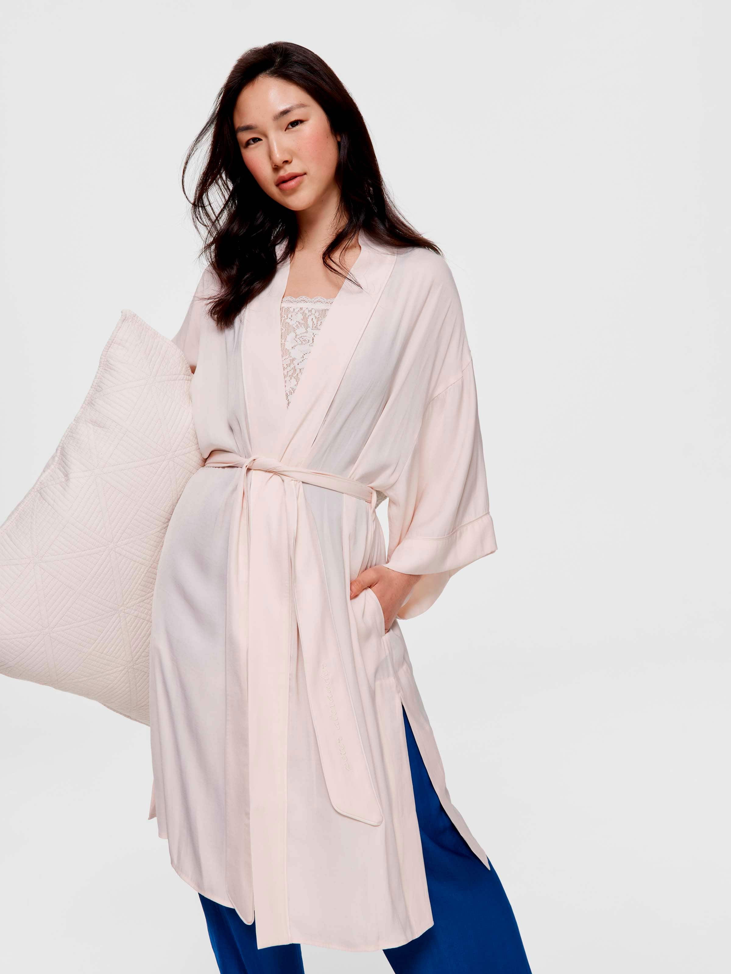 Soft Satin Long Kimono Gown