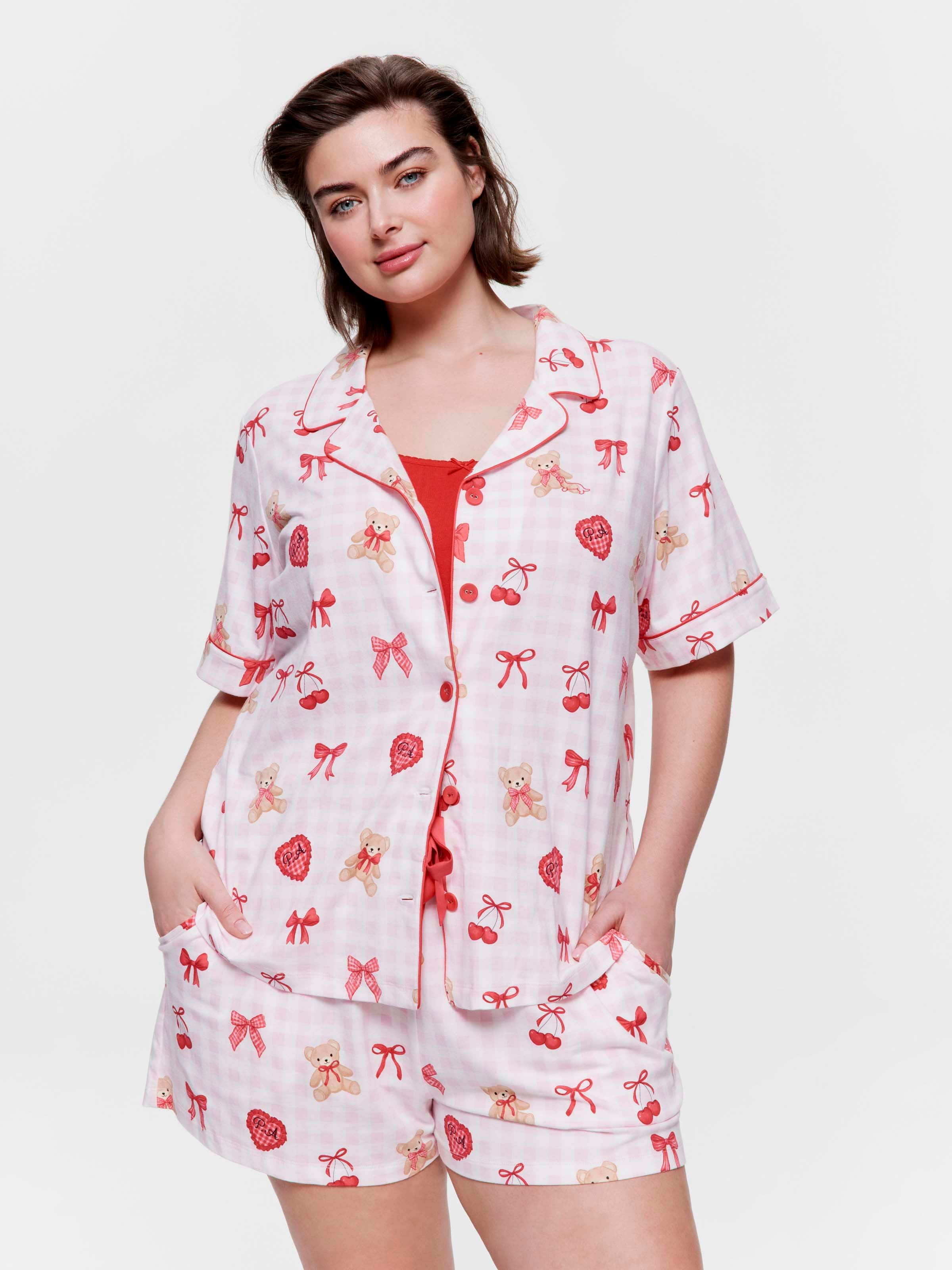 P.A. Plus Teddy Bear Picnic Shortie Pj Set