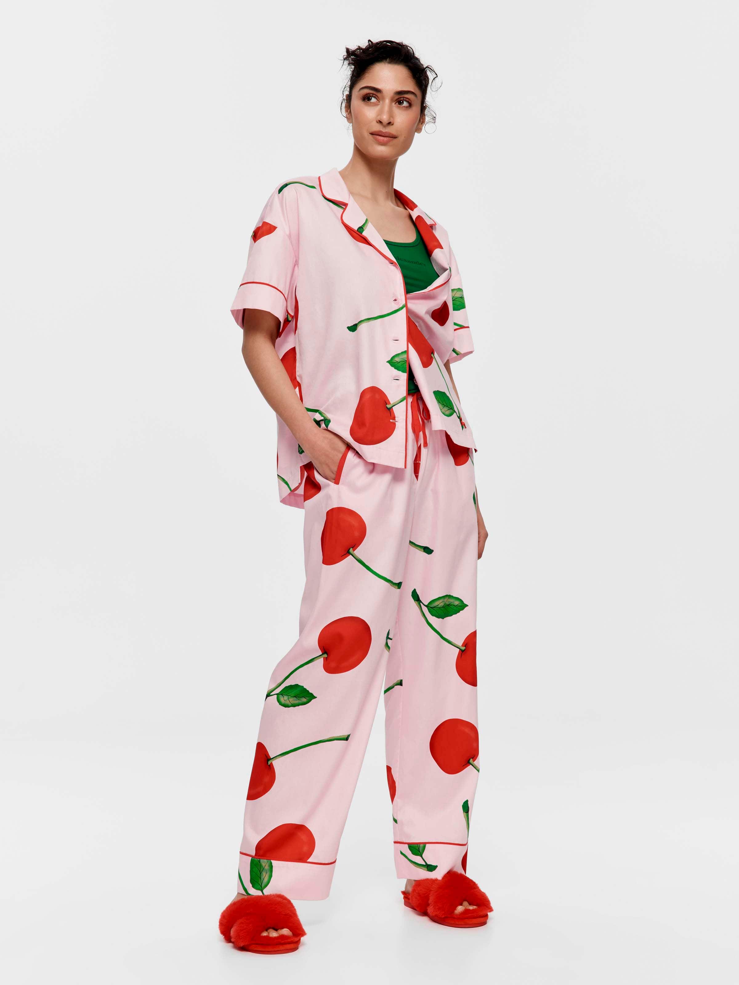 Cherry 100% Soft Cotton Short Sleeve & Pant Pj Set