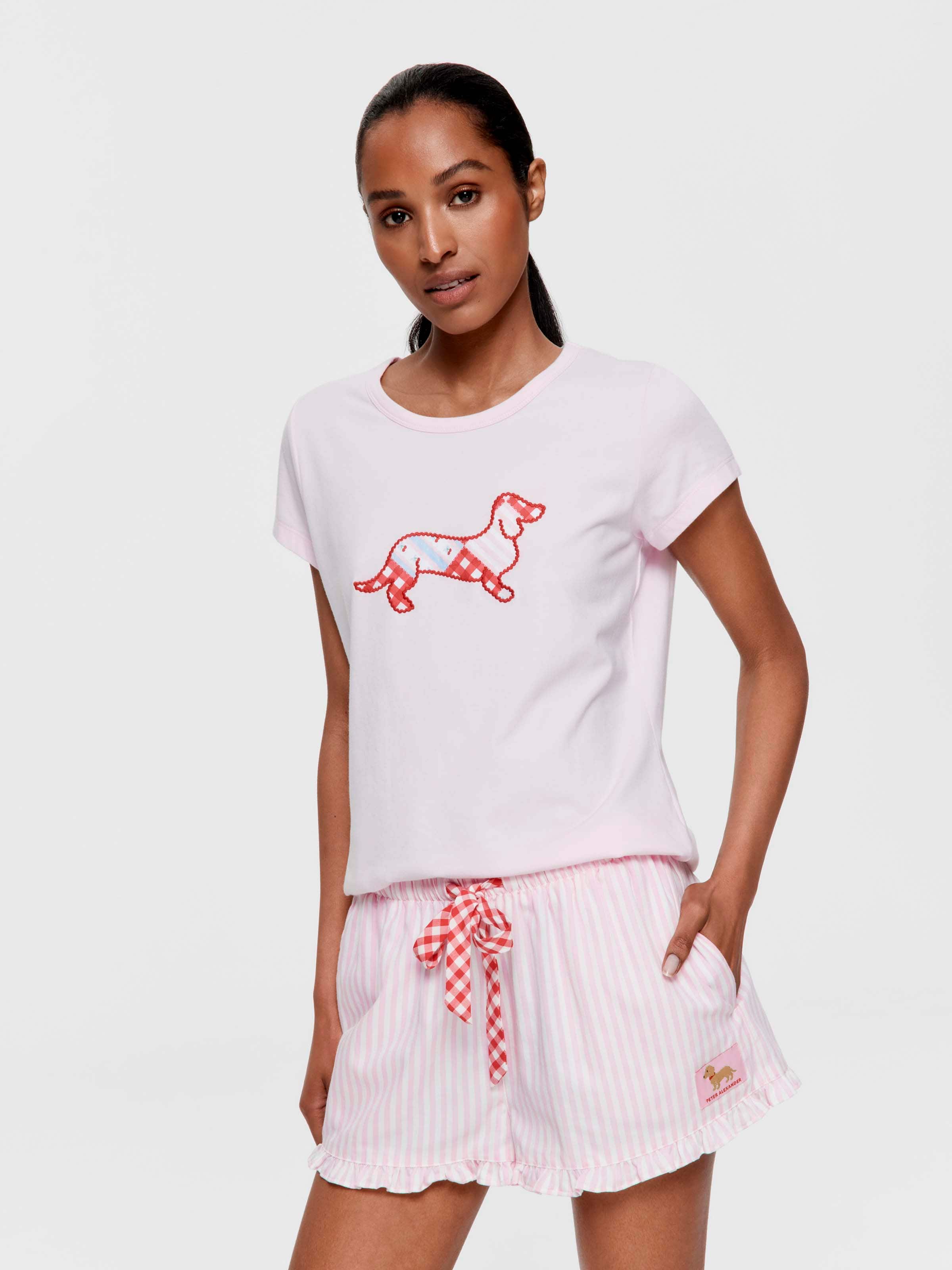 Pink Stripe 100% Cotton Frill Mid Short