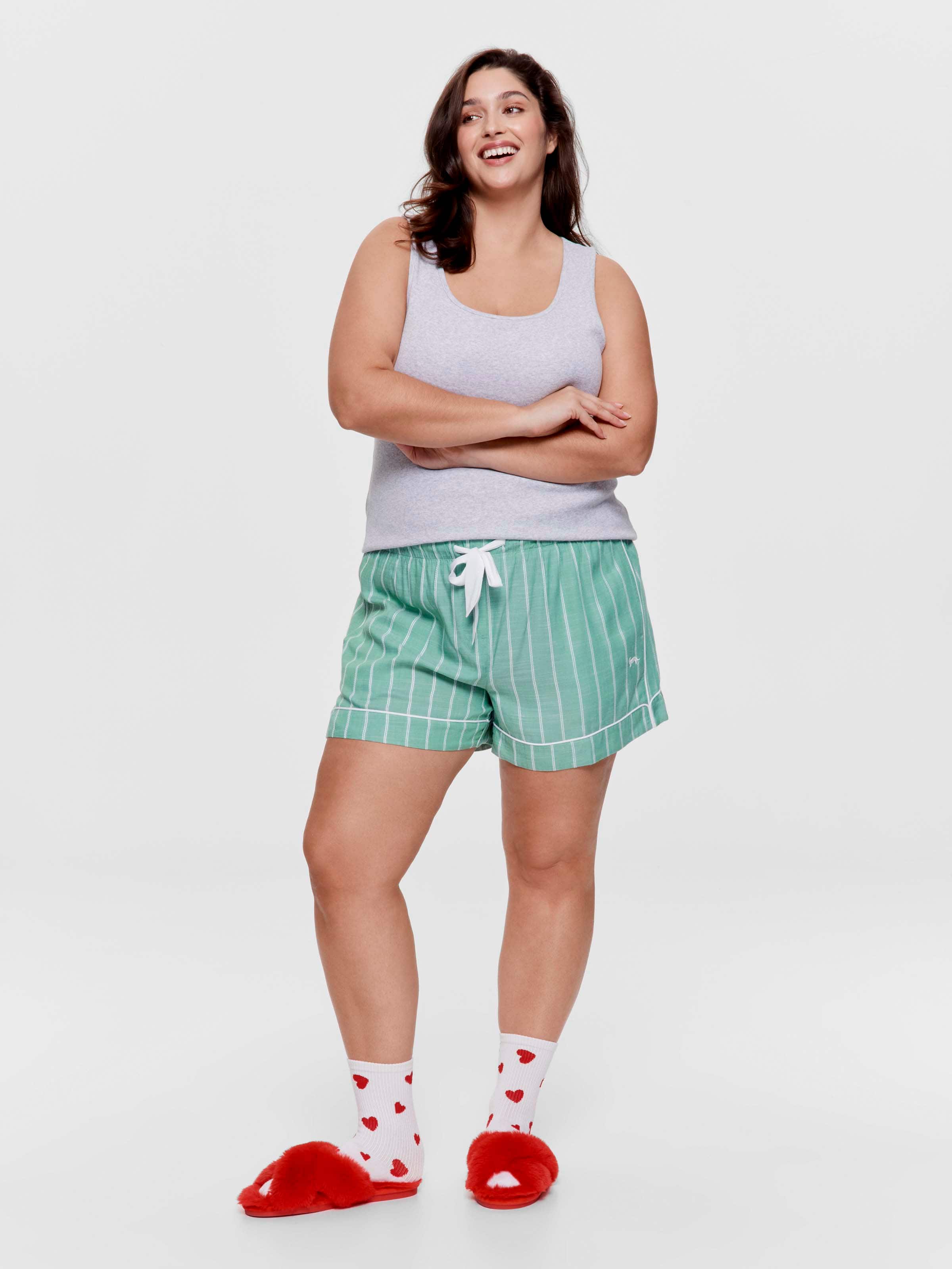 P.A. Plus Sage Green Textured Stripe Relaxed Mid Short