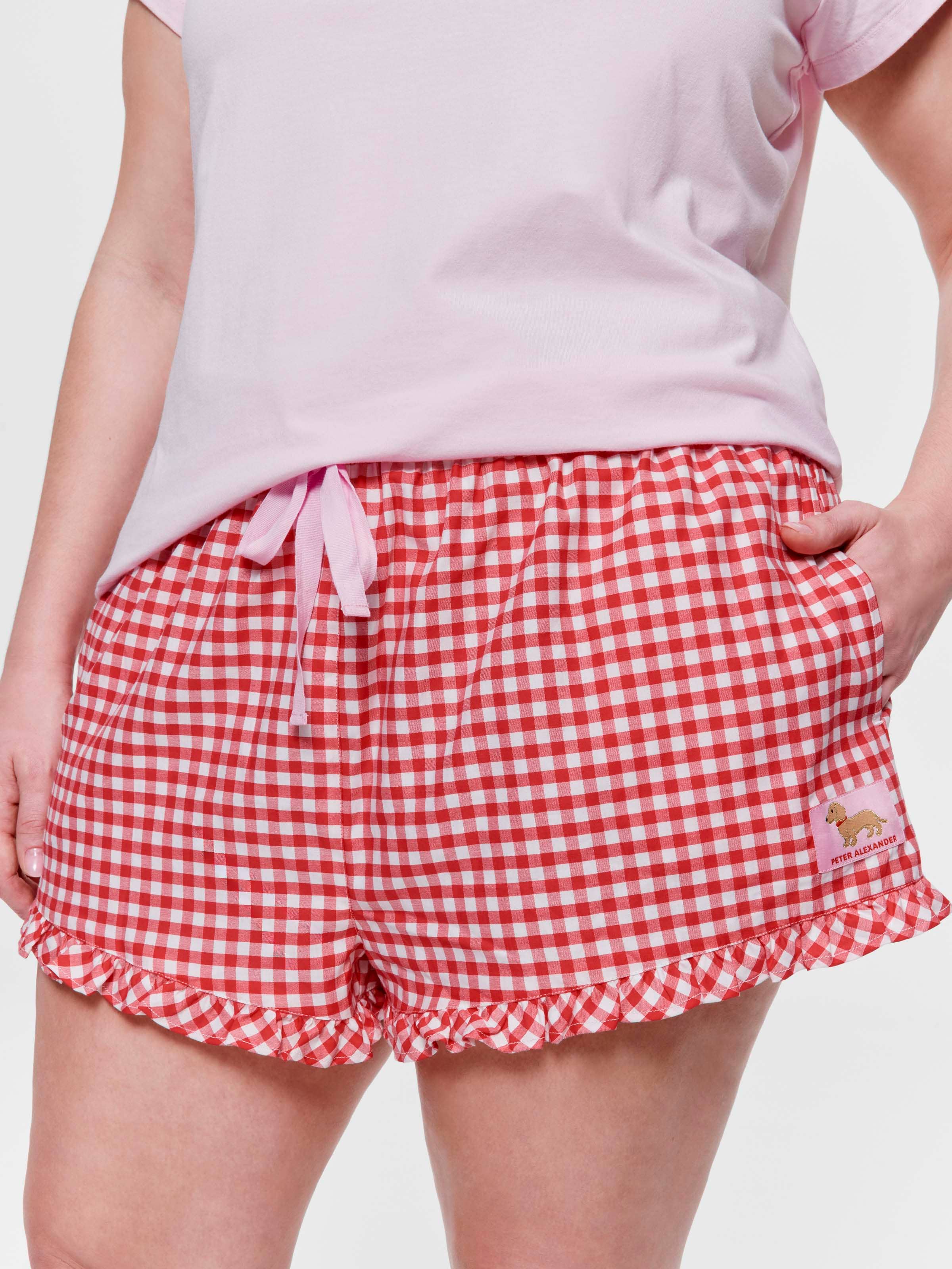 P.A. Plus Red Gingham 100% Cotton Mini Frill Short